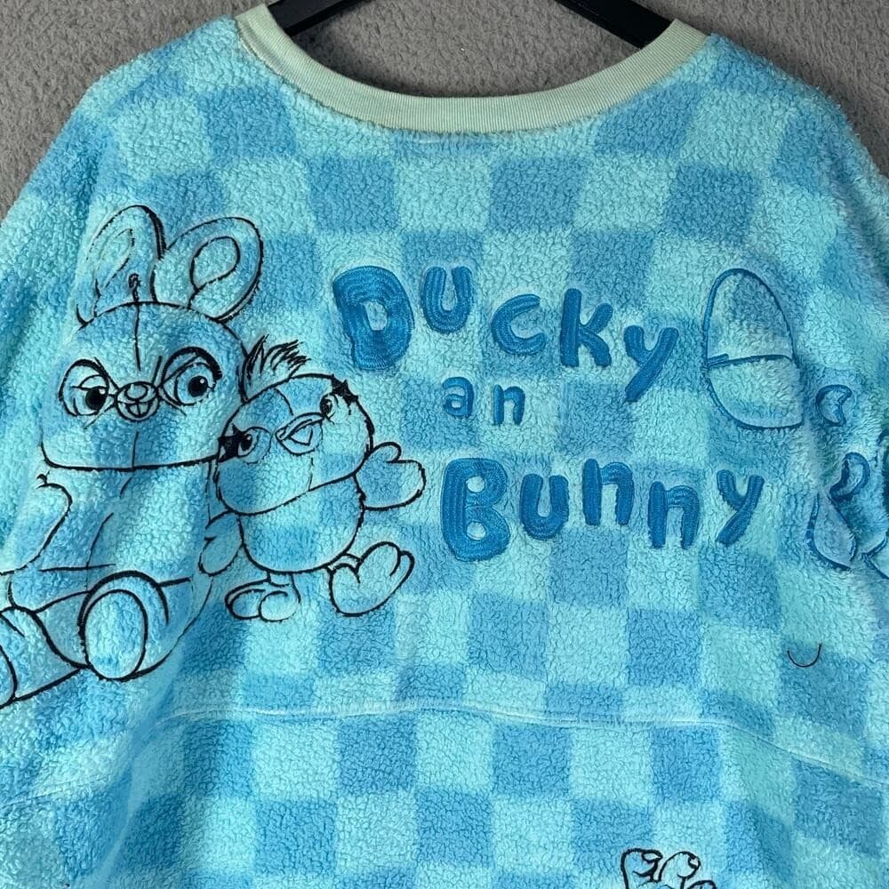 Disney Spirit Jersey XXL Toy Story Pullover Checkered Blue Ducky Bunny Parks - Thumbnail 4