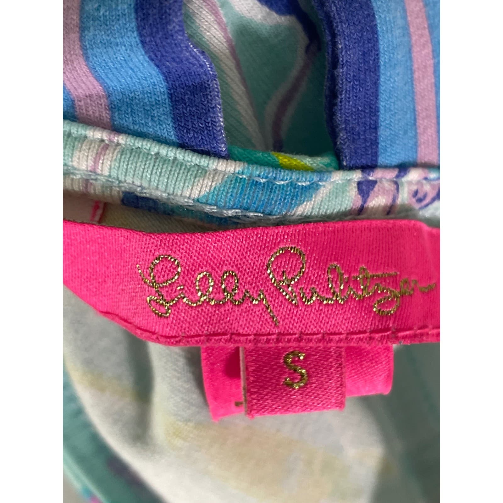 Lilly Pulitzer Sea Isle Tunic Dress Small Blue Pink Flamingo Palm 3/4 Sleeve - Thumbnail 3