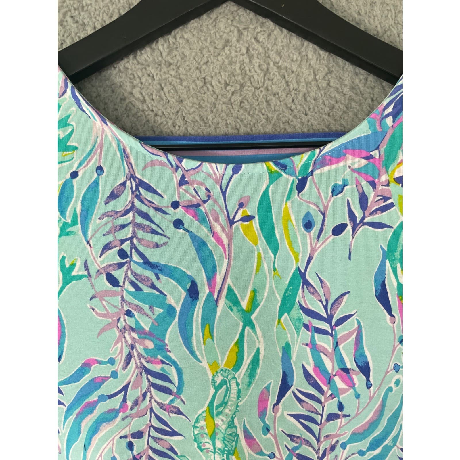 Lilly Pulitzer Sea Isle Tunic Dress Small Blue Pink Flamingo Palm 3/4 Sleeve - Thumbnail 12