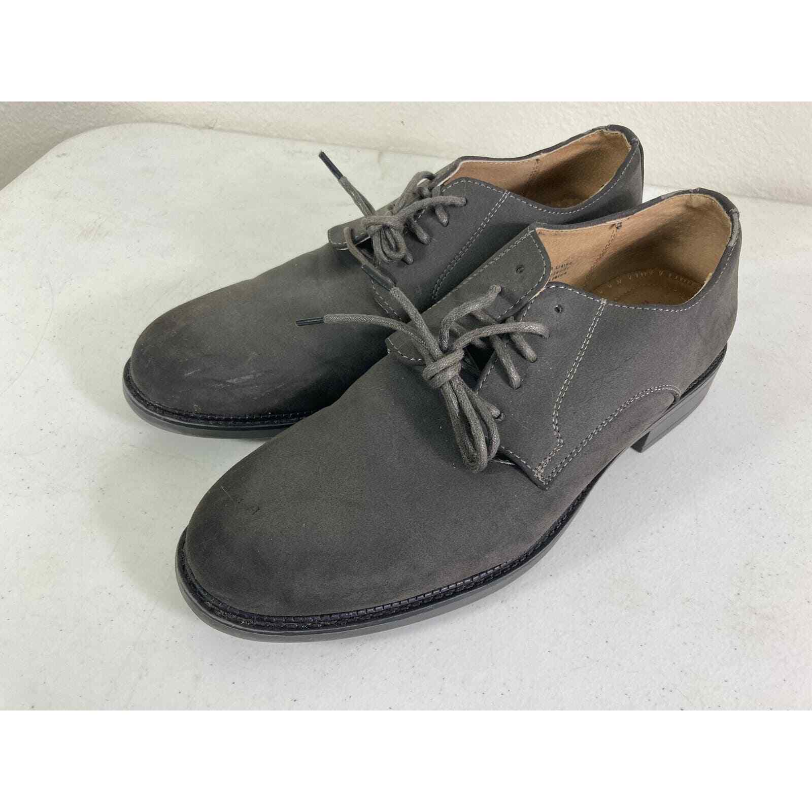 Dexter Comfort Men 9.5 Gray Nubuck Leather Oxford Shoes Memory Foam Grey Derby - Thumbnail 3