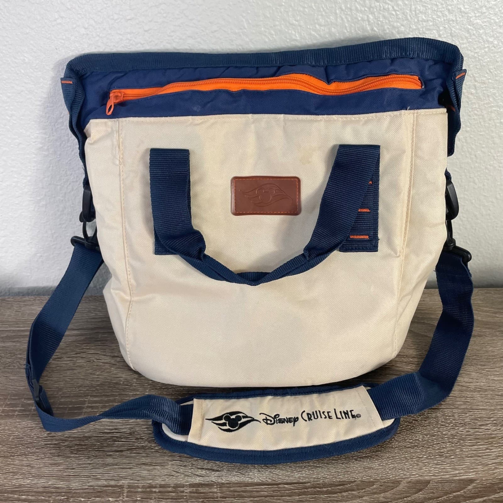 Disney Cruise Line DCL Cooler Tote Bag Insulated Navy Cream Orange Cruise Travel - Thumbnail 3