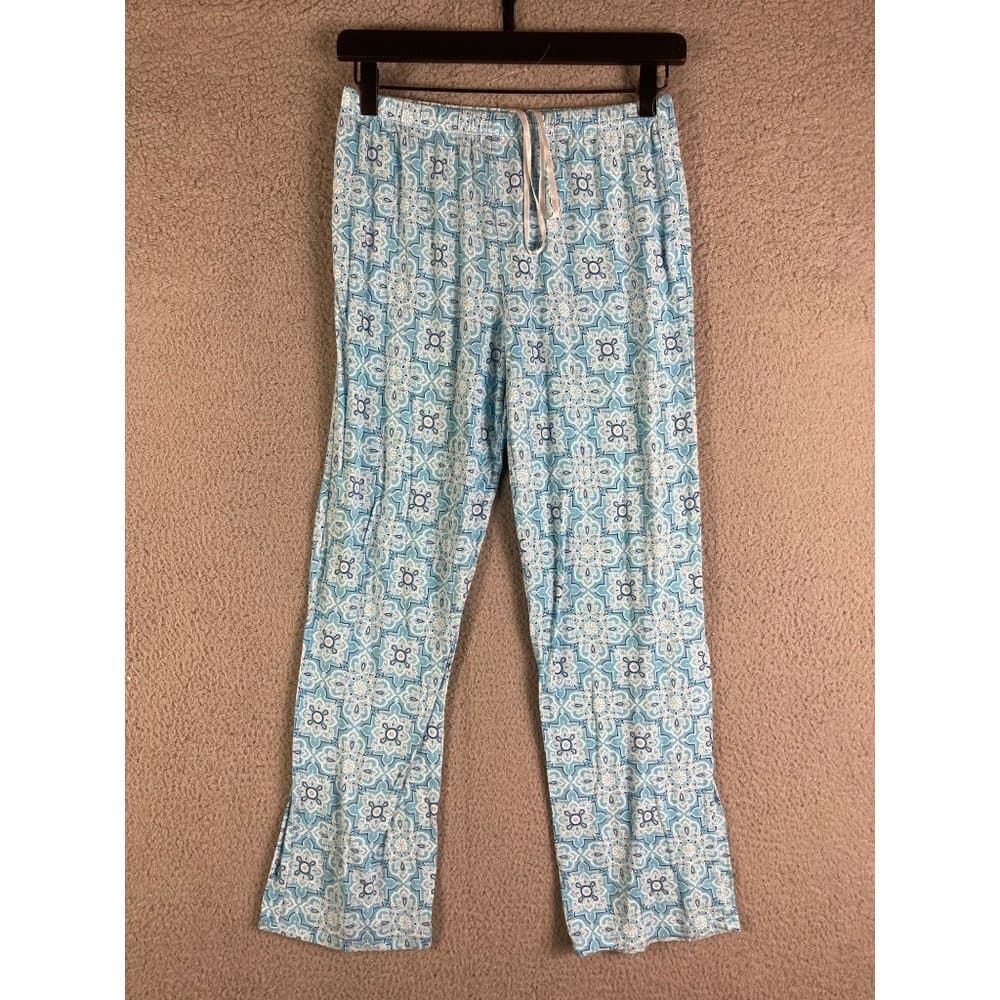 Womens XS Blue Stretch PJ Set Top Pants Sleepwear Intimates Soft - Thumbnail 4