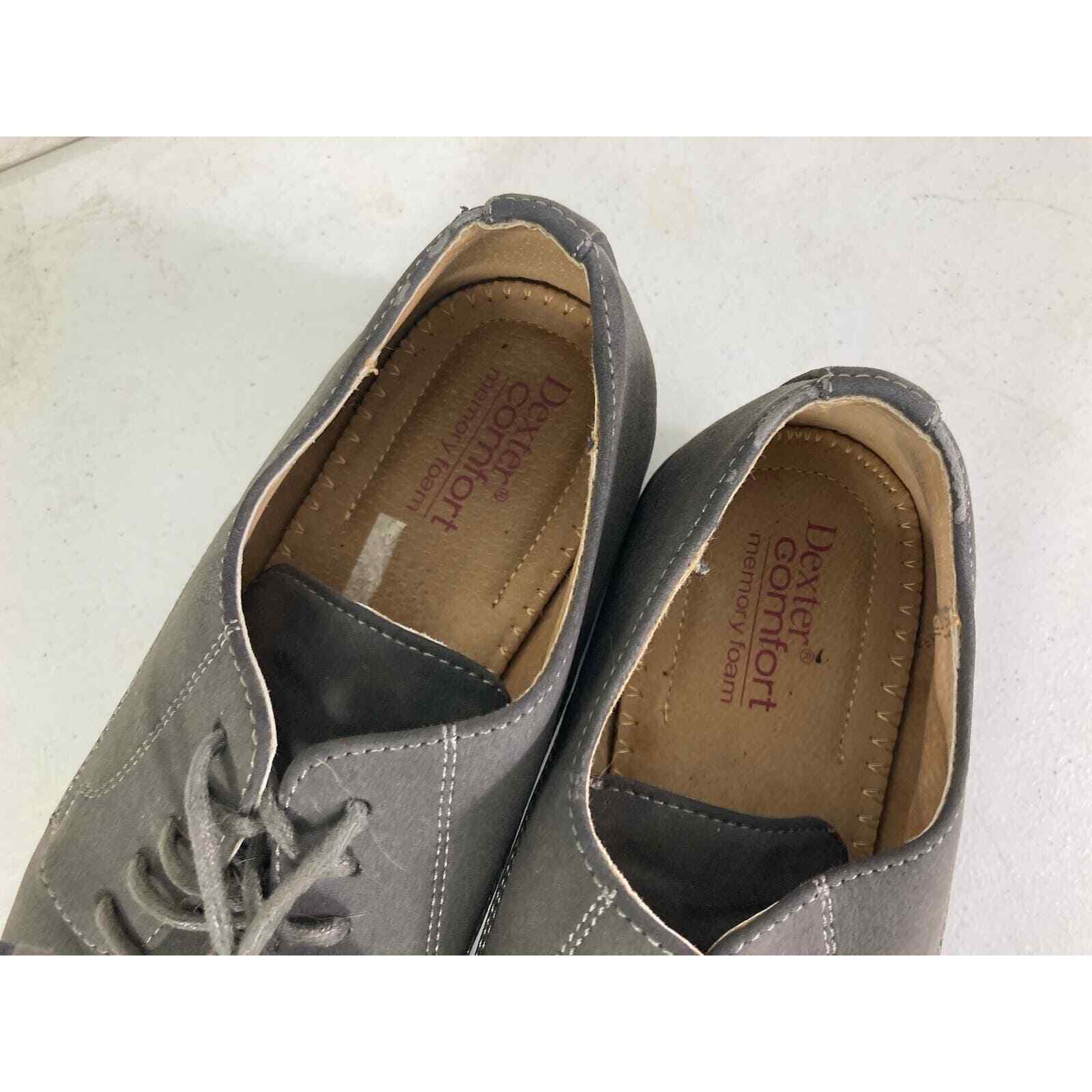 Dexter Comfort Men 9.5 Gray Nubuck Leather Oxford Shoes Memory Foam Grey Derby - Thumbnail 7