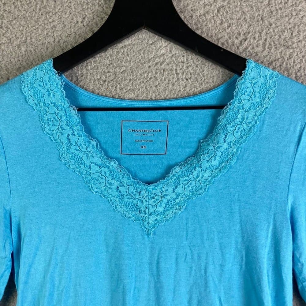 Womens XS Blue Stretch PJ Set Top Pants Sleepwear Intimates Soft - Thumbnail 5