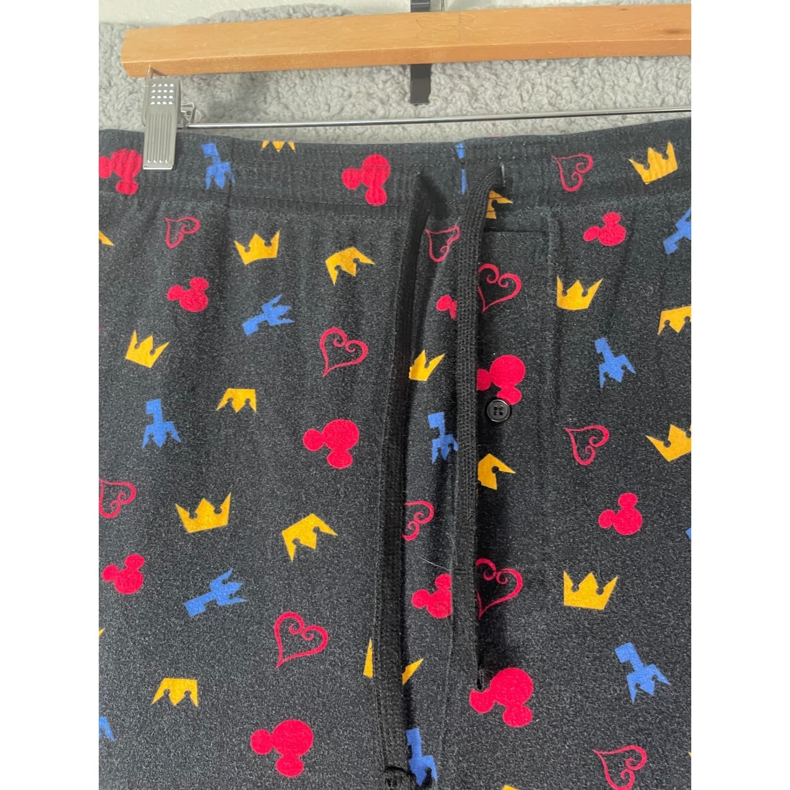 Disney Kingdom Hearts Mens 3X Pajama Pants Black Cotton Crown Print Lounge - Thumbnail 7