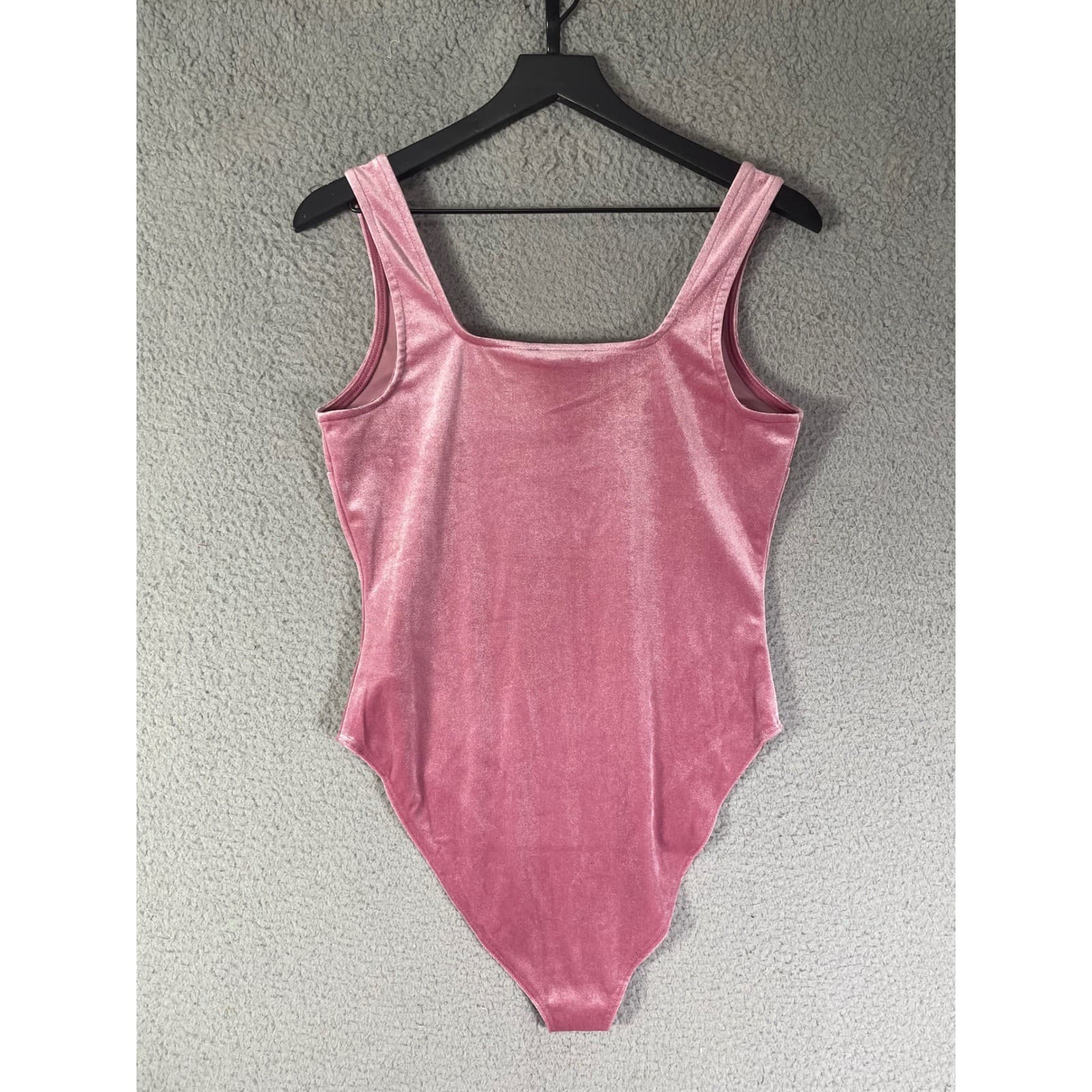 Forever 21 Velvet Bodysuit Womens L Pink Velour Square Neck NWT Top - Thumbnail 7