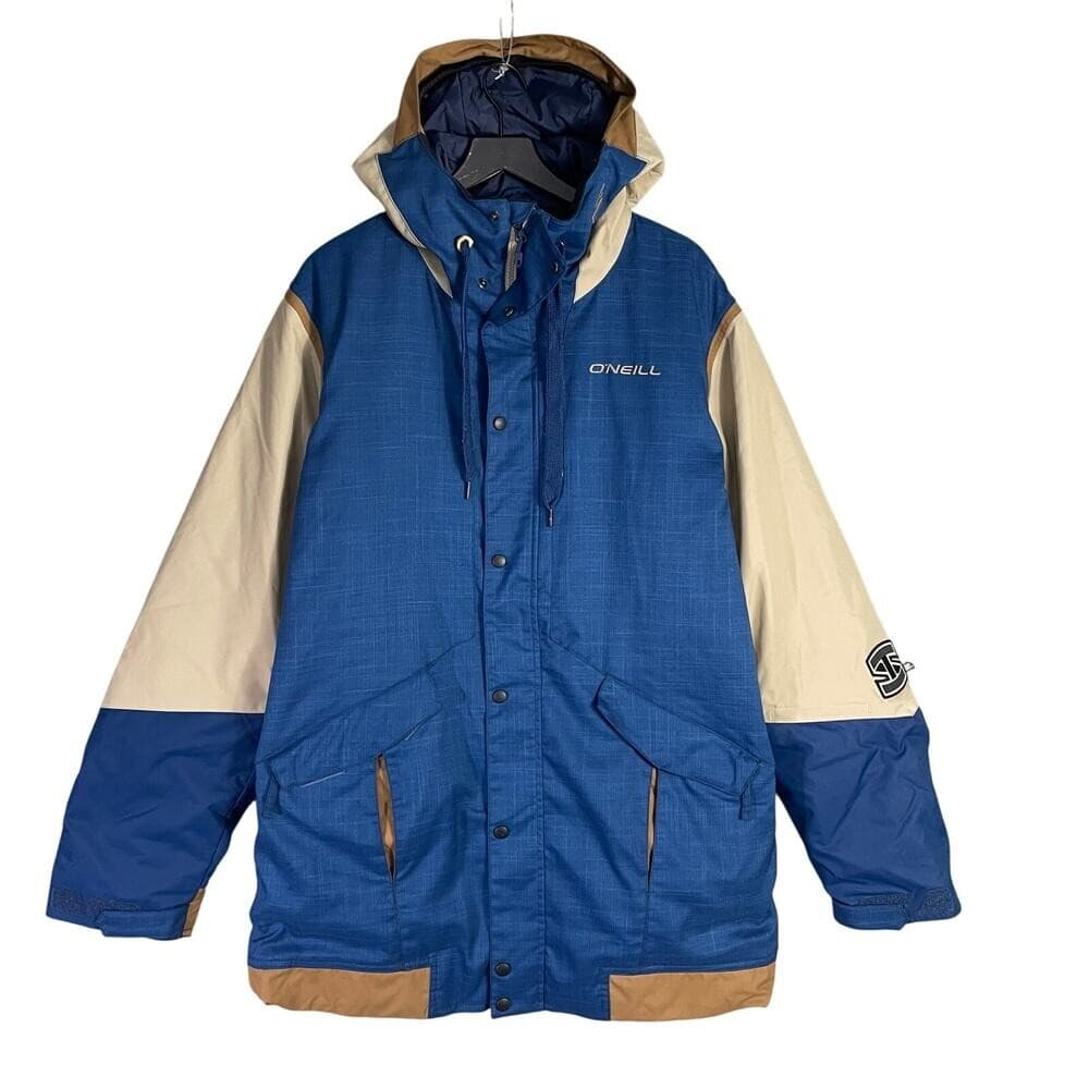 O'Neill Freedom Series Snowboard Jacket Men's XL Blue Tan Hooded Waterproof - Thumbnail 2