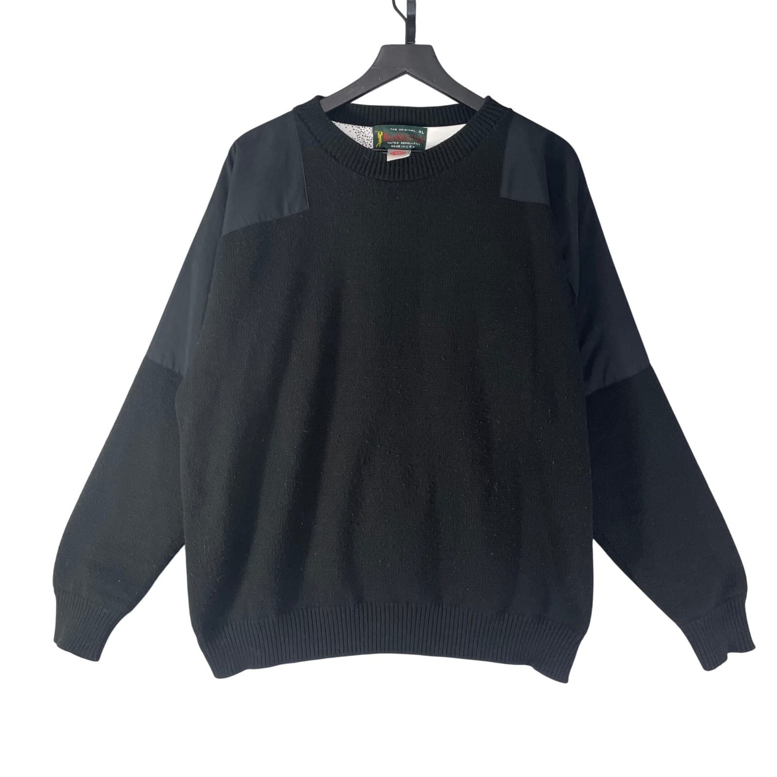 Vintage RainSwetter Mens XL Black Gore Windstopper Water Repellent Pullover USA