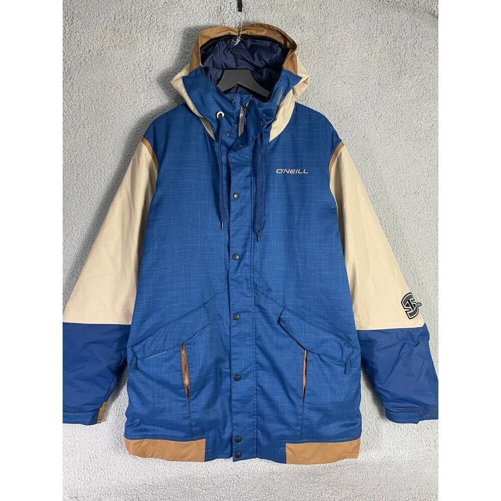 O'Neill Freedom Series Snowboard Jacket Men's XL Blue Tan Hooded Waterproof - Thumbnail 13