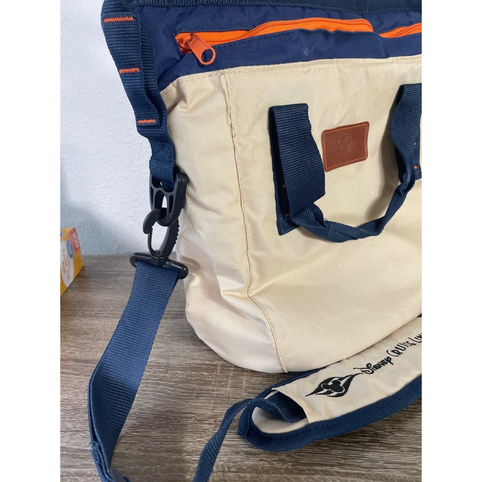 Disney Cruise Line DCL Cooler Tote Bag Insulated Navy Cream Orange Cruise Travel - Thumbnail 7