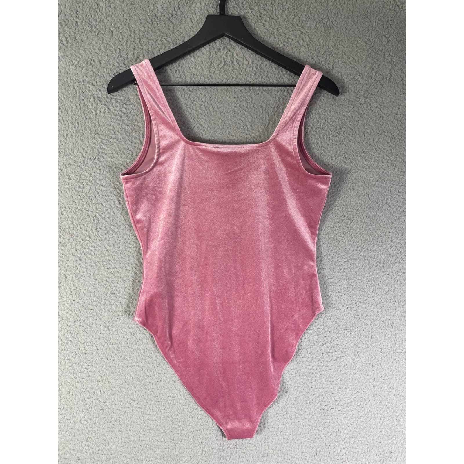 Forever 21 Velvet Bodysuit Womens L Pink Velour Square Neck NWT Top - Thumbnail 9
