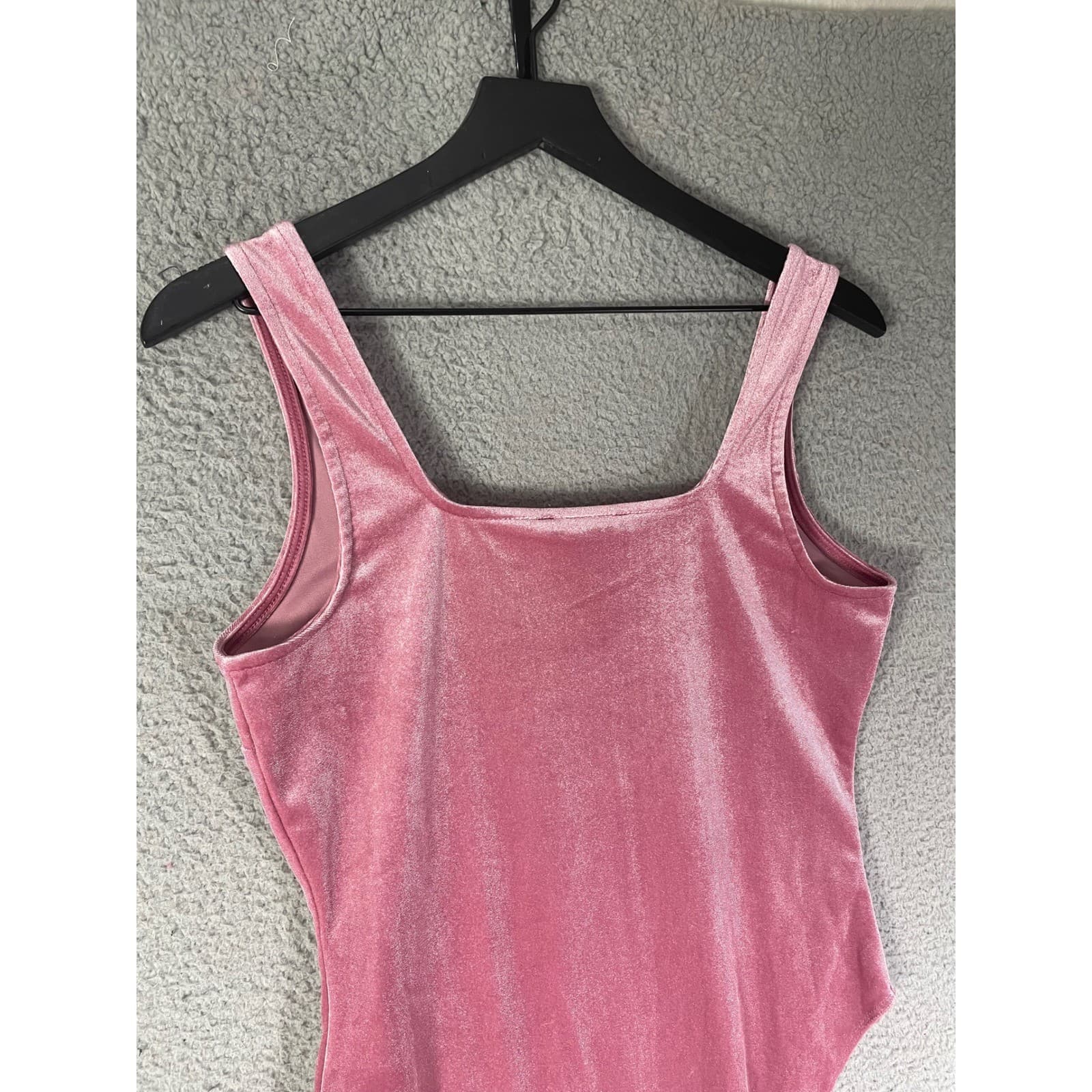Forever 21 Velvet Bodysuit Womens L Pink Velour Square Neck NWT Top - Thumbnail 8