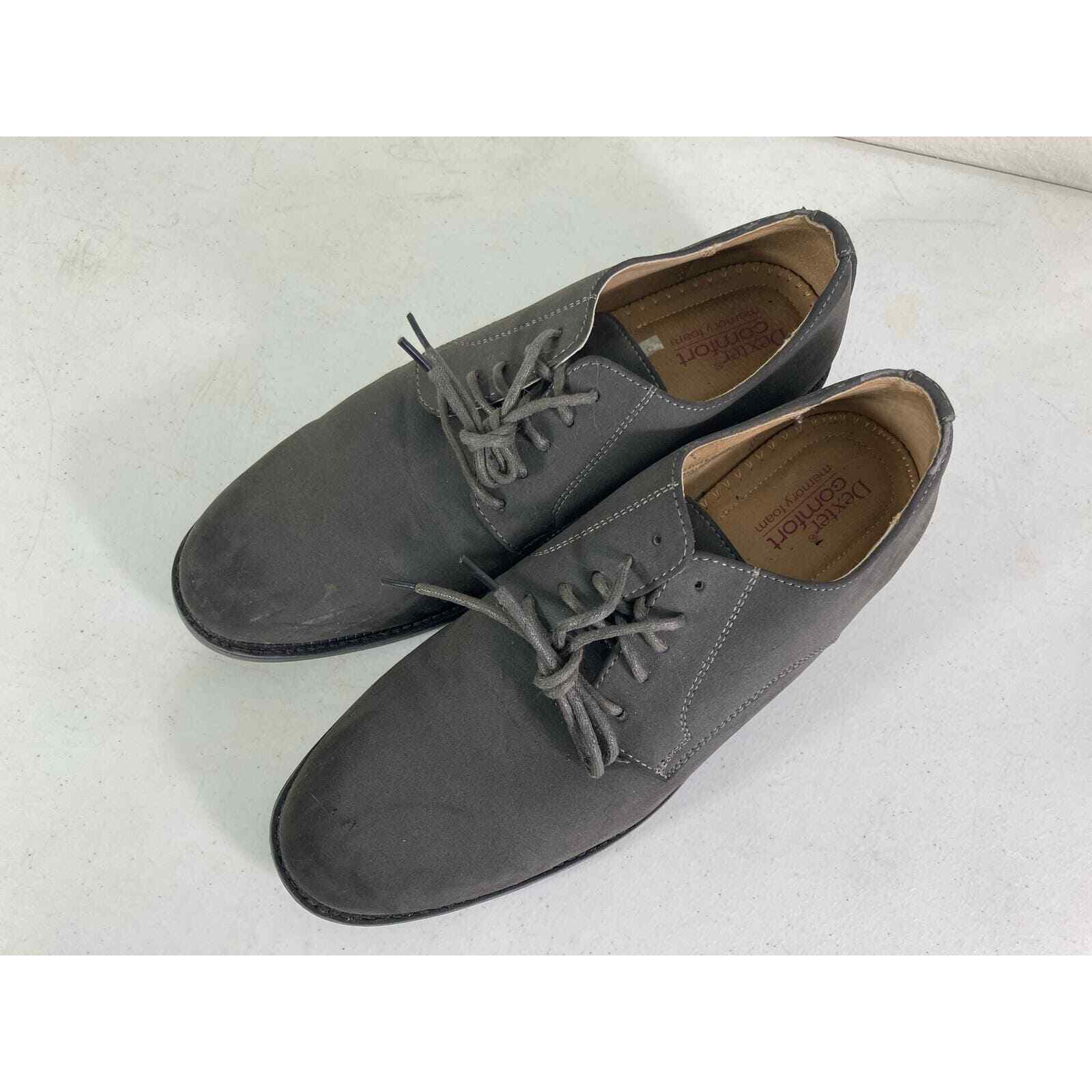 Dexter Comfort Men 9.5 Gray Nubuck Leather Oxford Shoes Memory Foam Grey Derby - Thumbnail 6