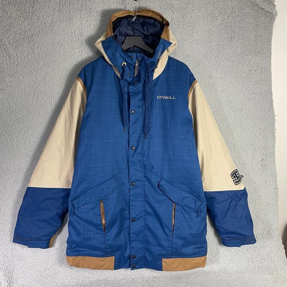 O'Neill Freedom Series Snowboard Jacket Men's XL Blue Tan Hooded Waterproof - Thumbnail 7