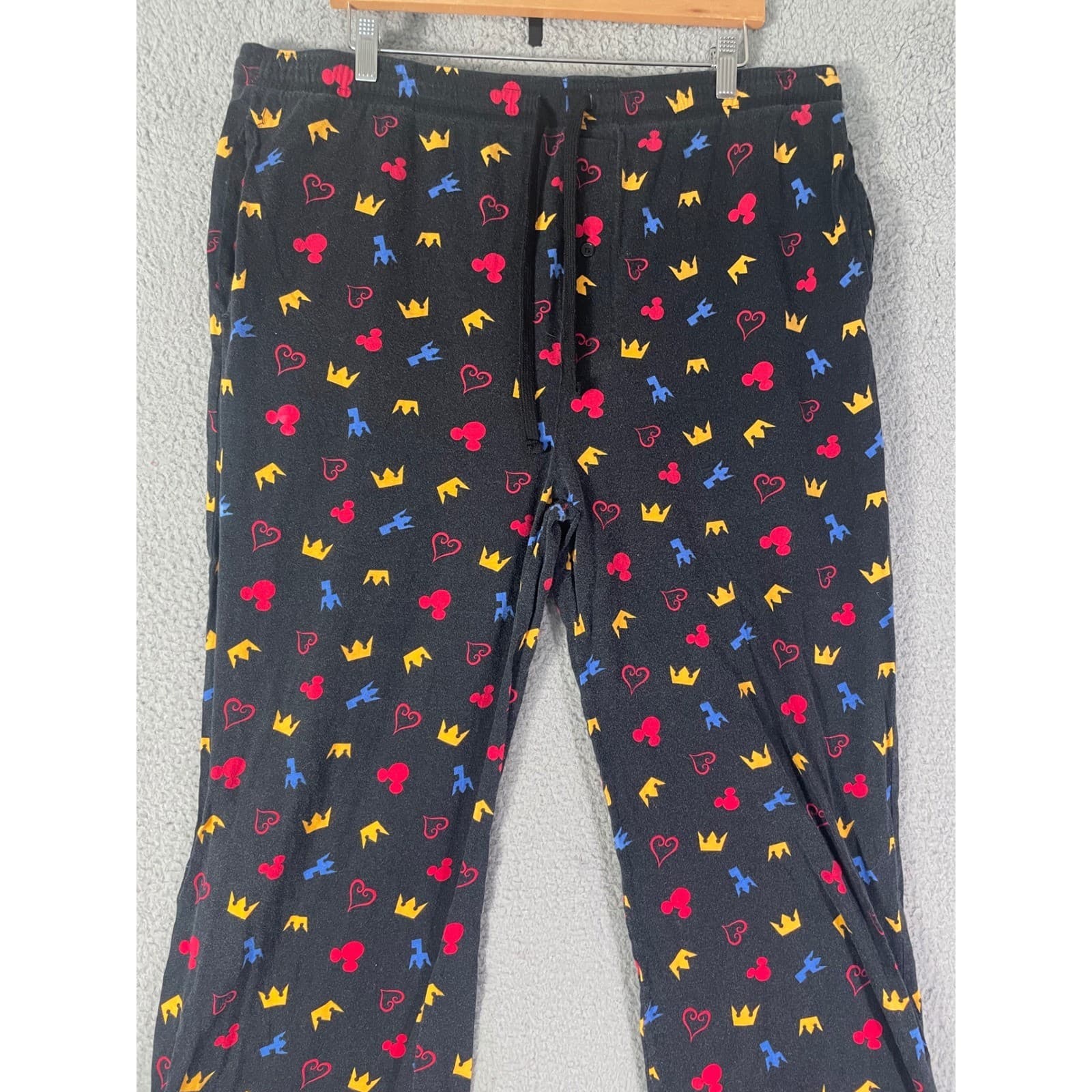Disney Kingdom Hearts Mens 3X Pajama Pants Black Cotton Crown Print Lounge - Thumbnail 4