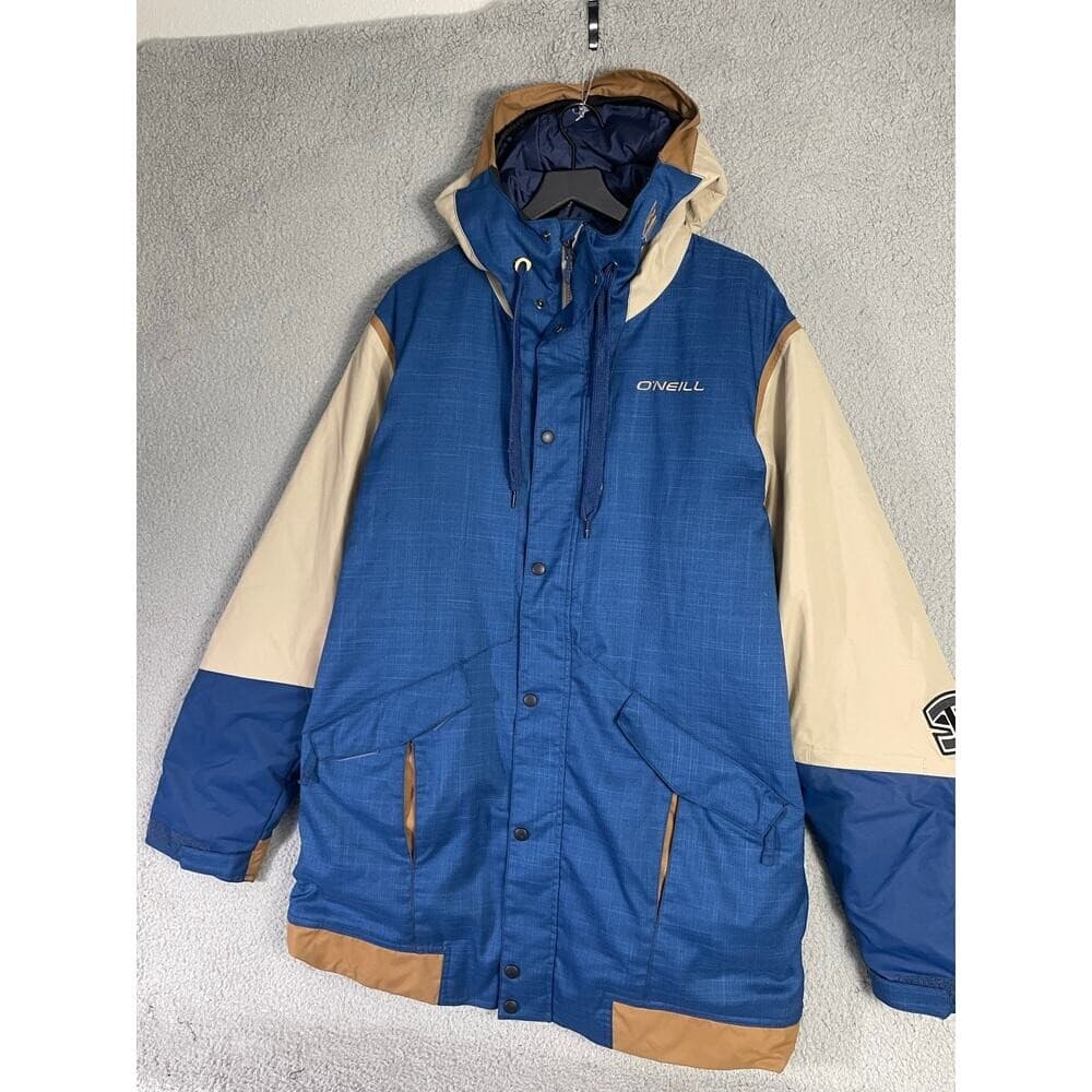 O'Neill Freedom Series Snowboard Jacket Men's XL Blue Tan Hooded Waterproof - Thumbnail 11