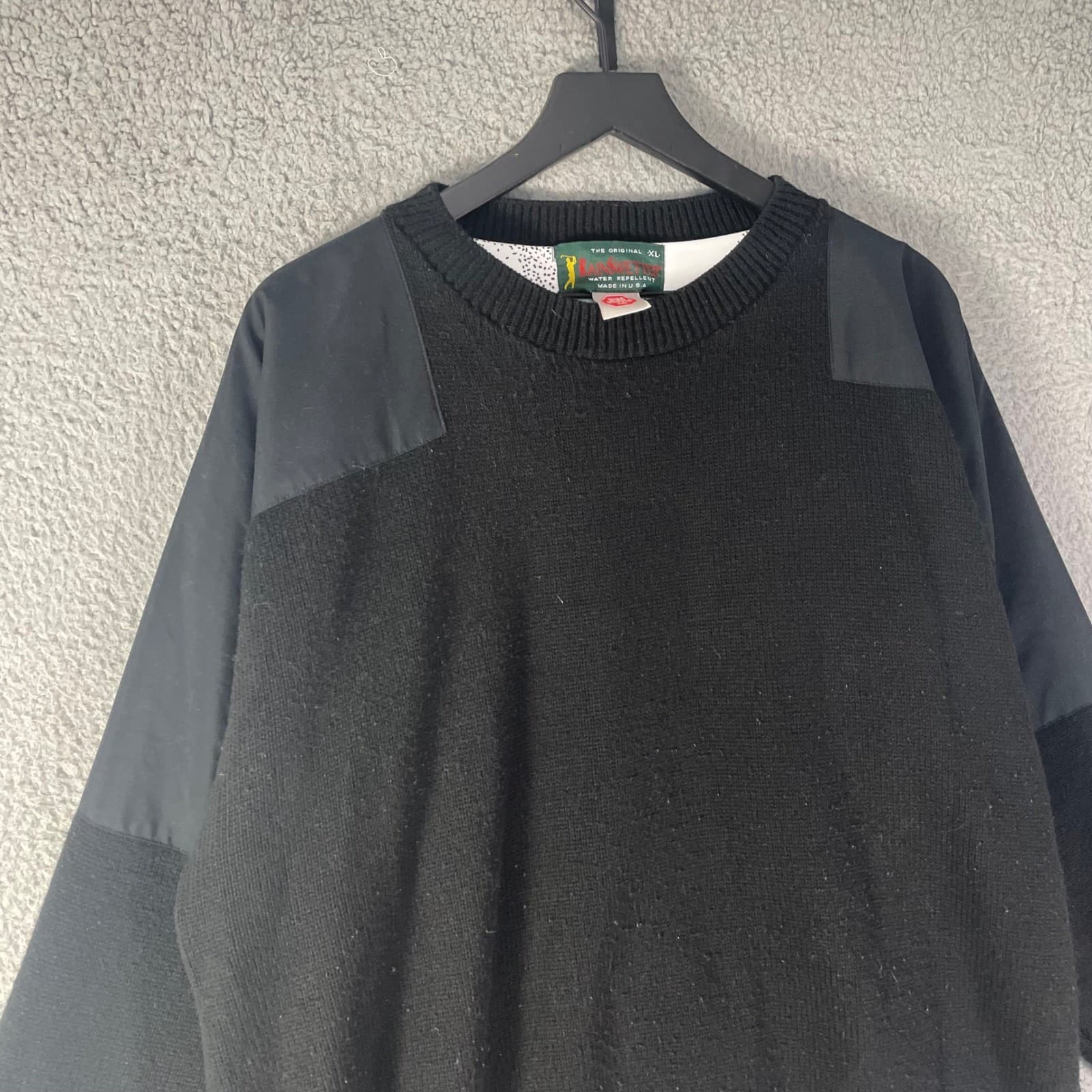 Vintage RainSwetter Mens XL Black Gore Windstopper Water Repellent Pullover USA - Thumbnail 8