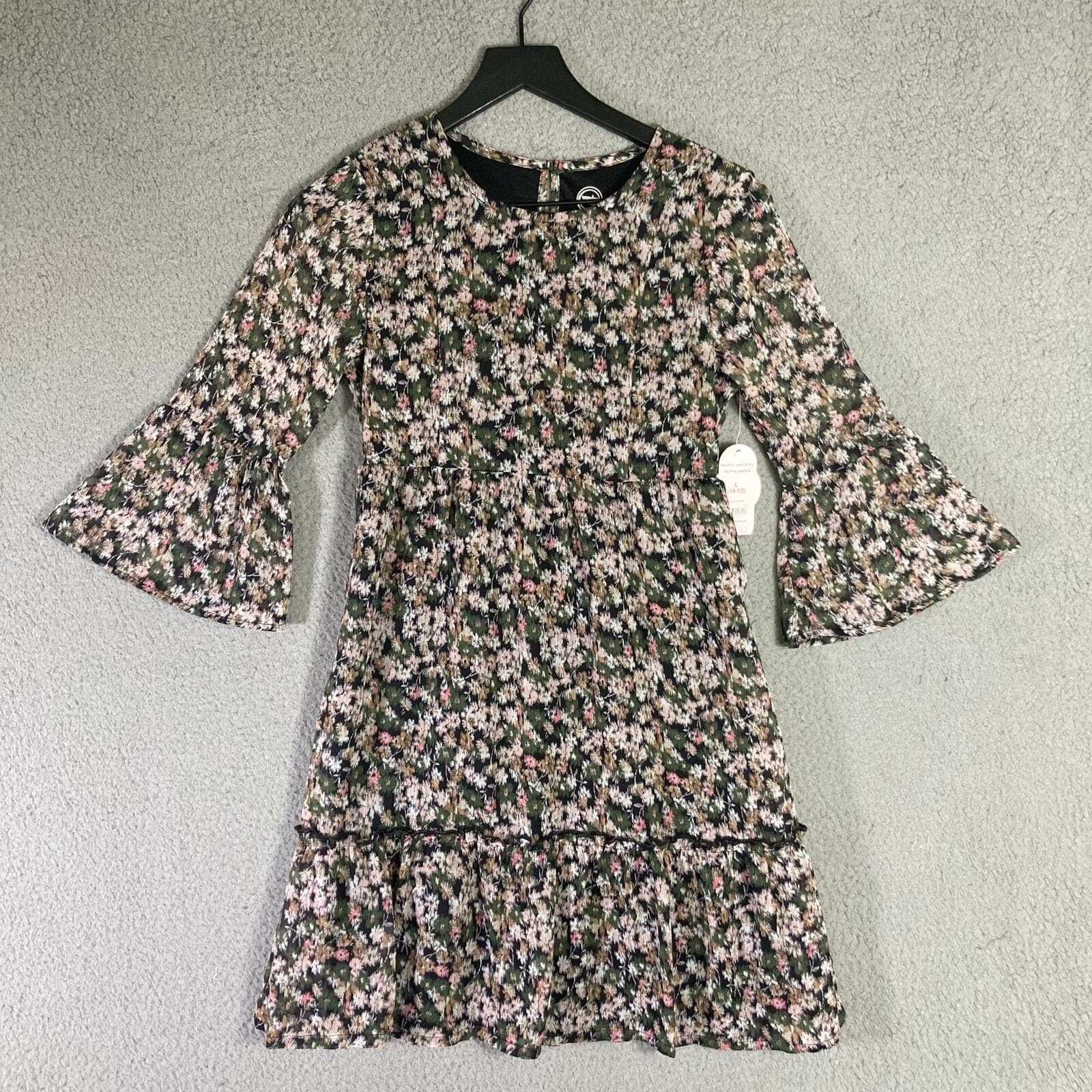 Girls Floral Dress Set 2 Bell Sleeve Casual Spring Summer Kids Size Large Cute - Thumbnail 6