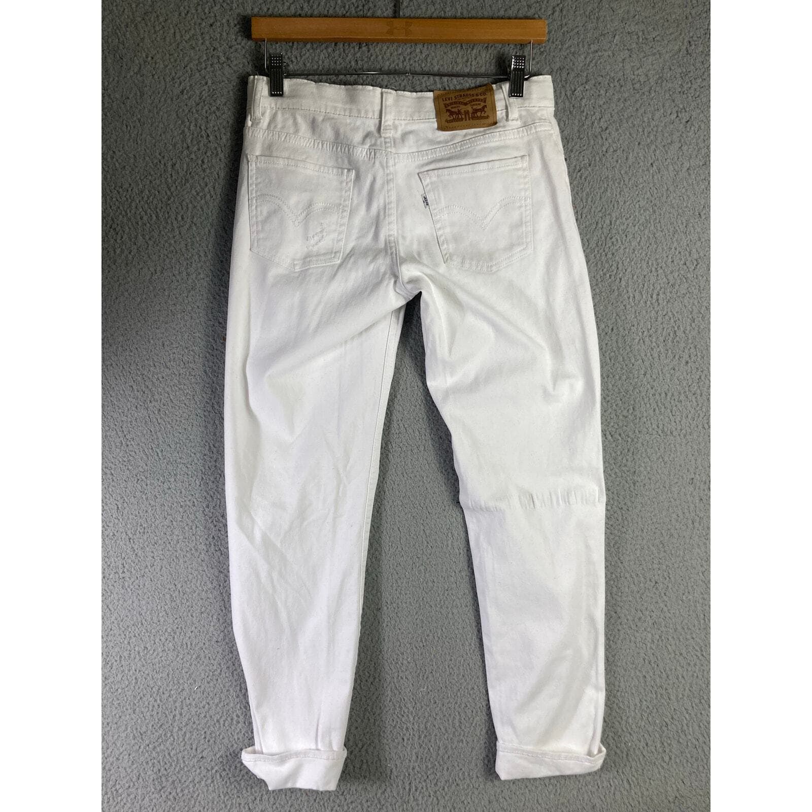 Levi's Womens Boyfriend Jeans 28 White Distressed Denim Mid Rise Tapered Pants - Thumbnail 7
