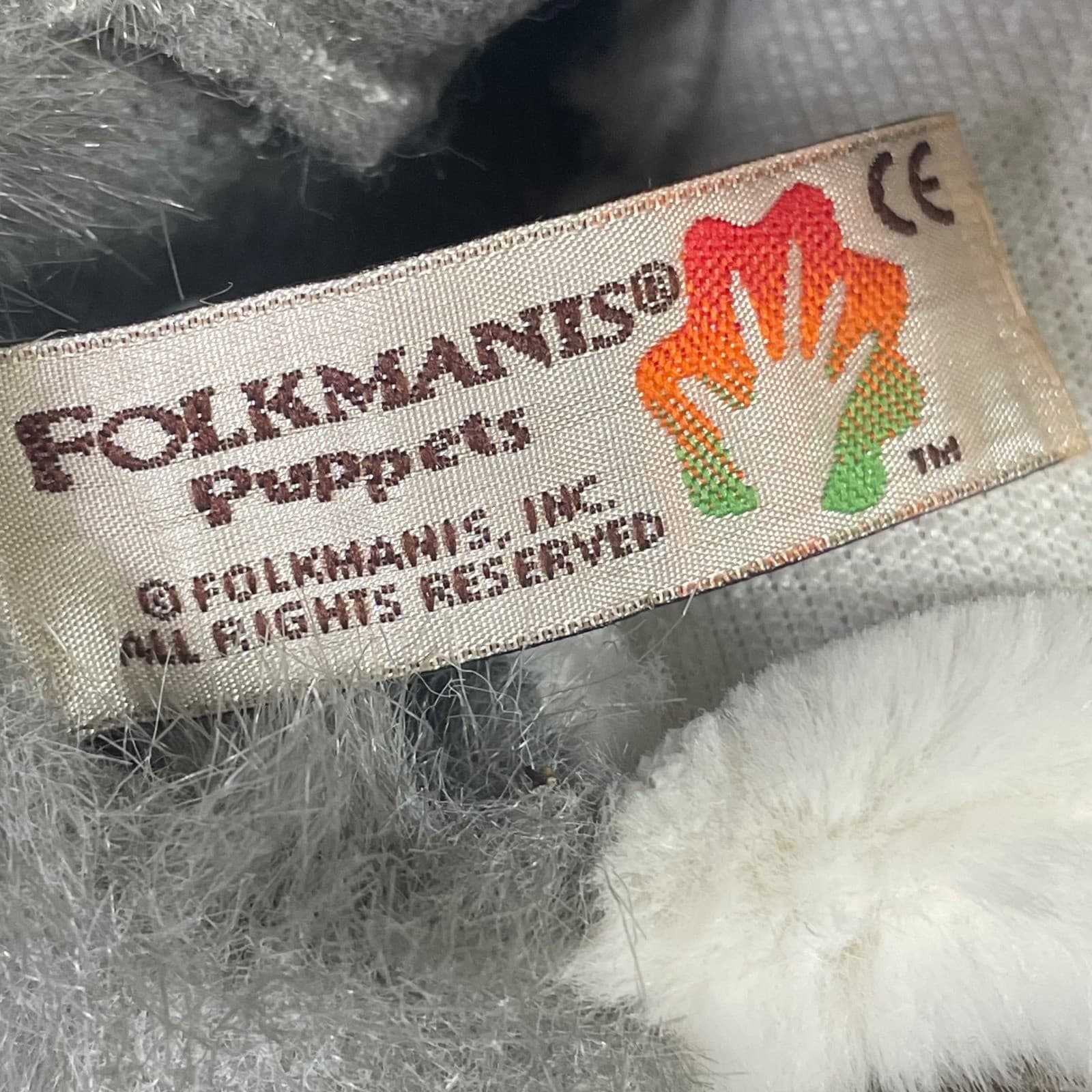 Folkmanis Wolf Pup Hand Puppet Gray Plush Animal Toy Kids Educational - Thumbnail 2