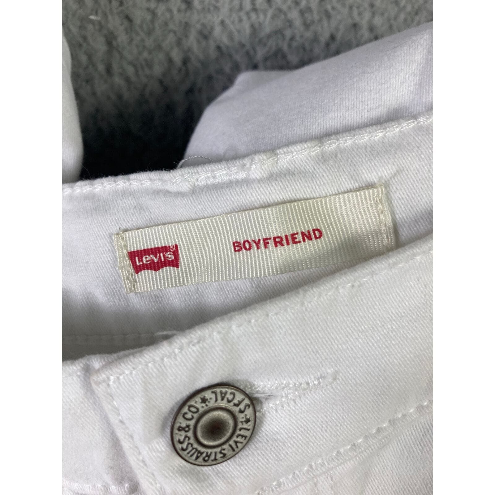 Levi's Womens Boyfriend Jeans 28 White Distressed Denim Mid Rise Tapered Pants - Thumbnail 9