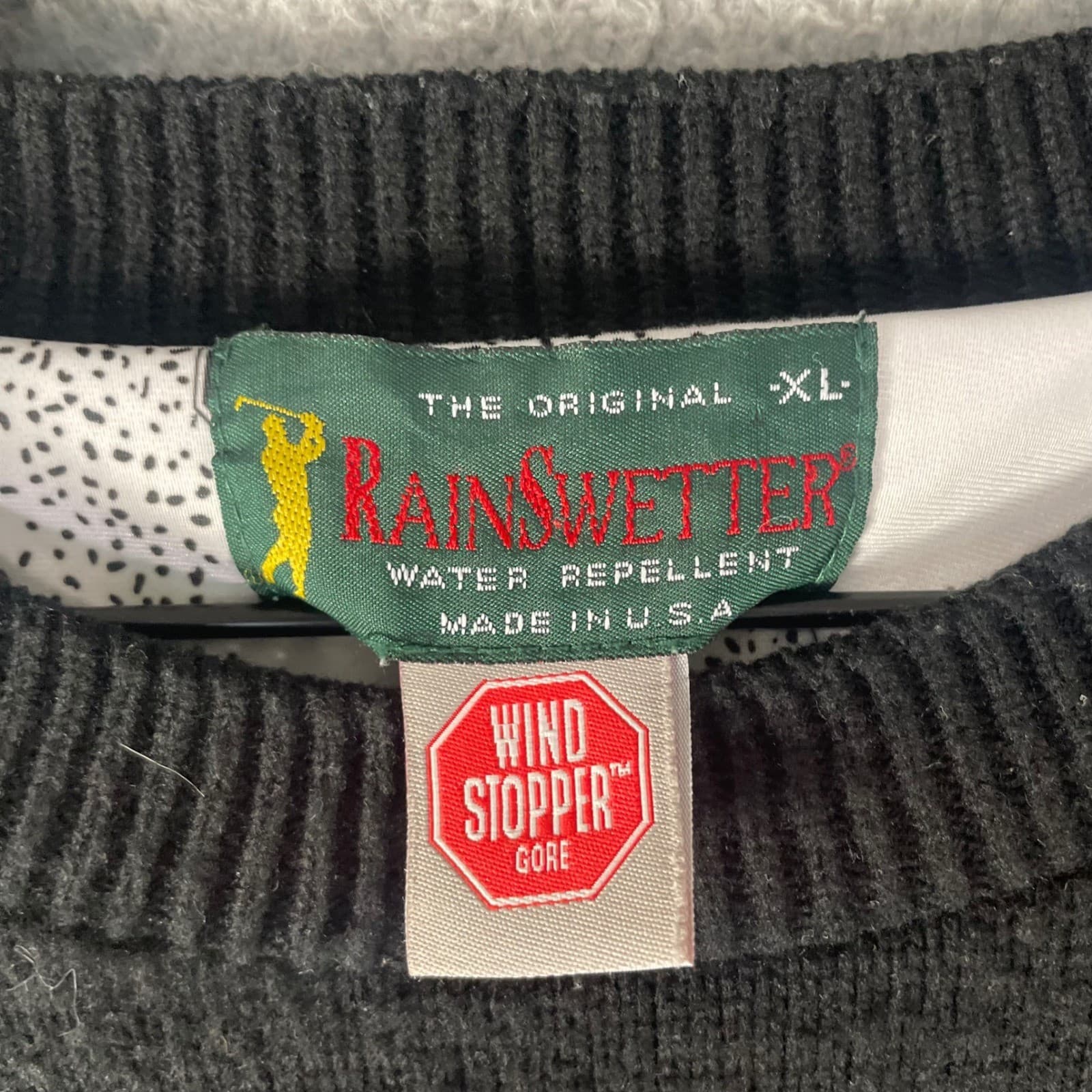 Vintage RainSwetter Mens XL Black Gore Windstopper Water Repellent Pullover USA - Thumbnail 3