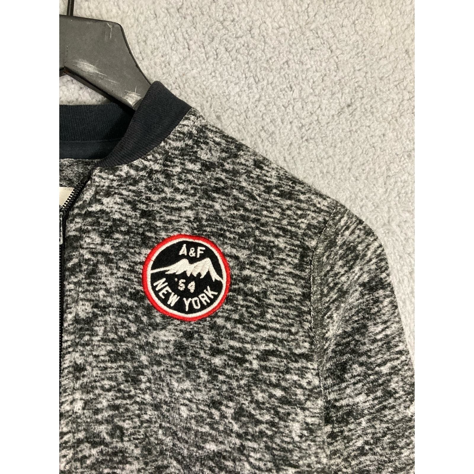 Abercrombie Kids Bomber Jacket 11/12 Gray Marled Knit A&F Girls Boys - Thumbnail 6
