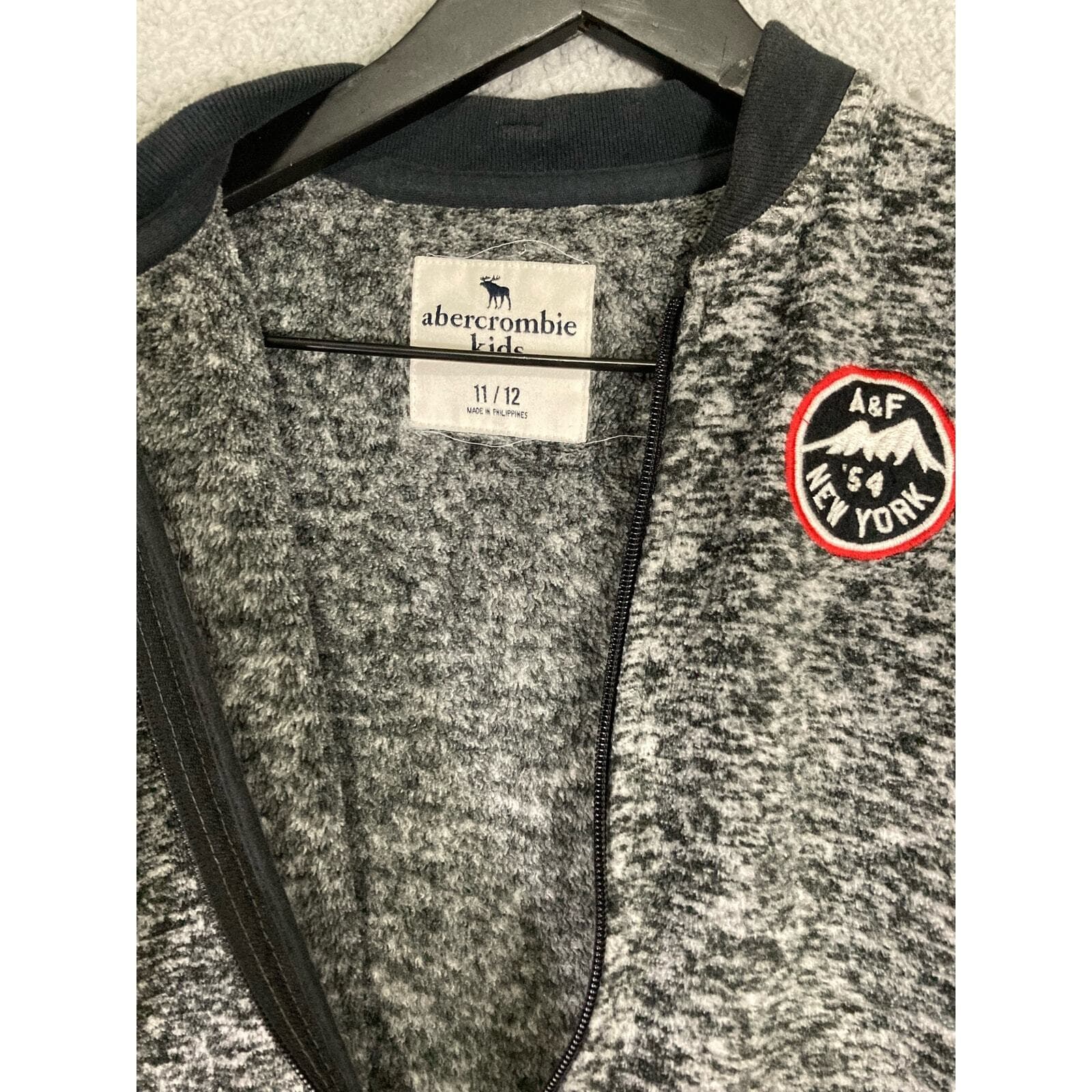Abercrombie Kids Bomber Jacket 11/12 Gray Marled Knit A&F Girls Boys - Thumbnail 4