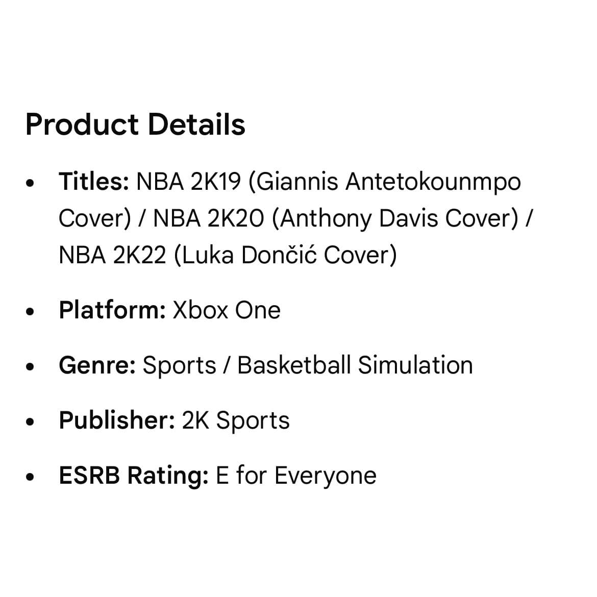 NBA 2K19 2K20 2K22 Xbox One Game Lot 2K Sports Basketball Giannis Davis Luka - Thumbnail 2