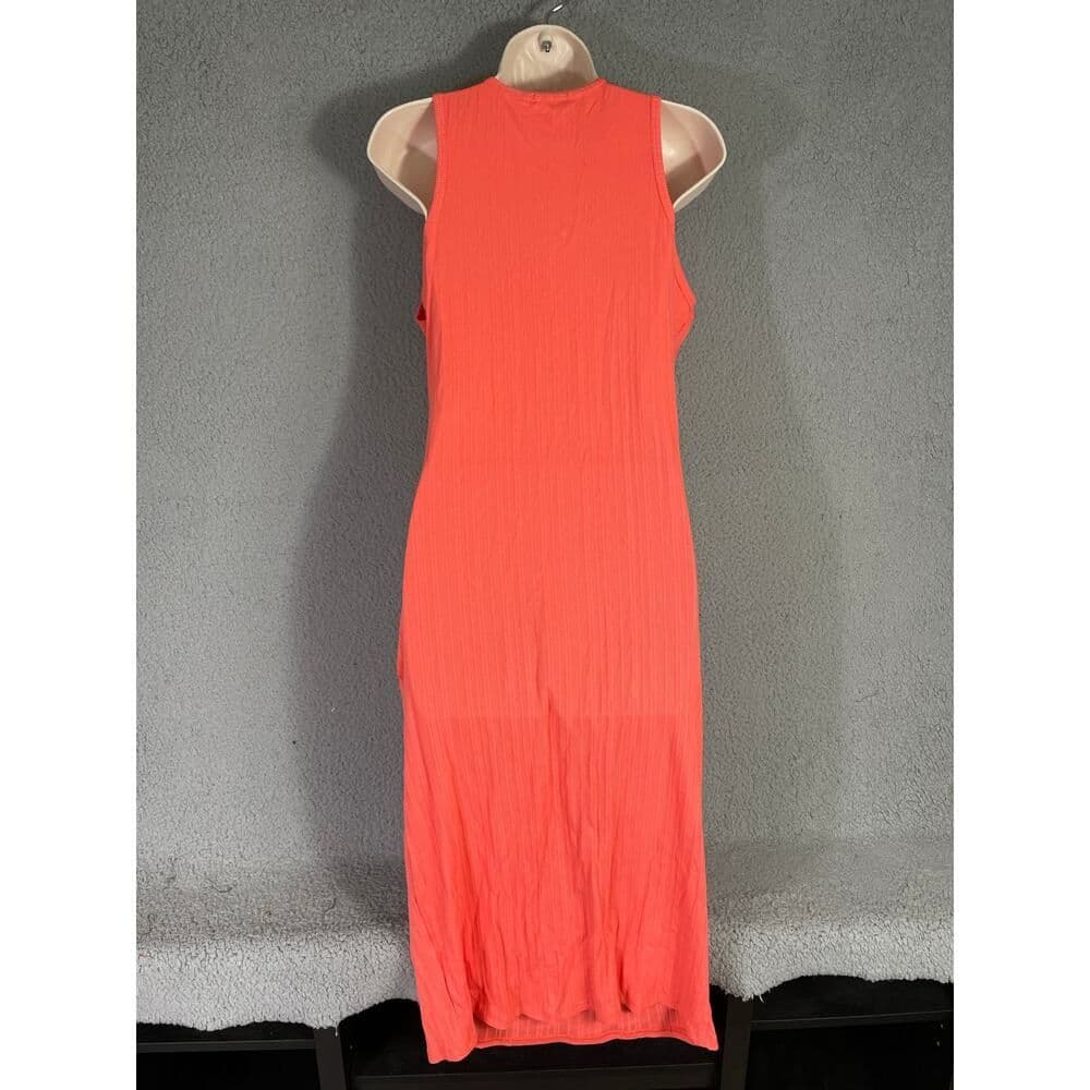 Orange Bodycon Dress 1X Ribbed Cutout Sleeveless Midi Club Party Summer Sexy - Thumbnail 7