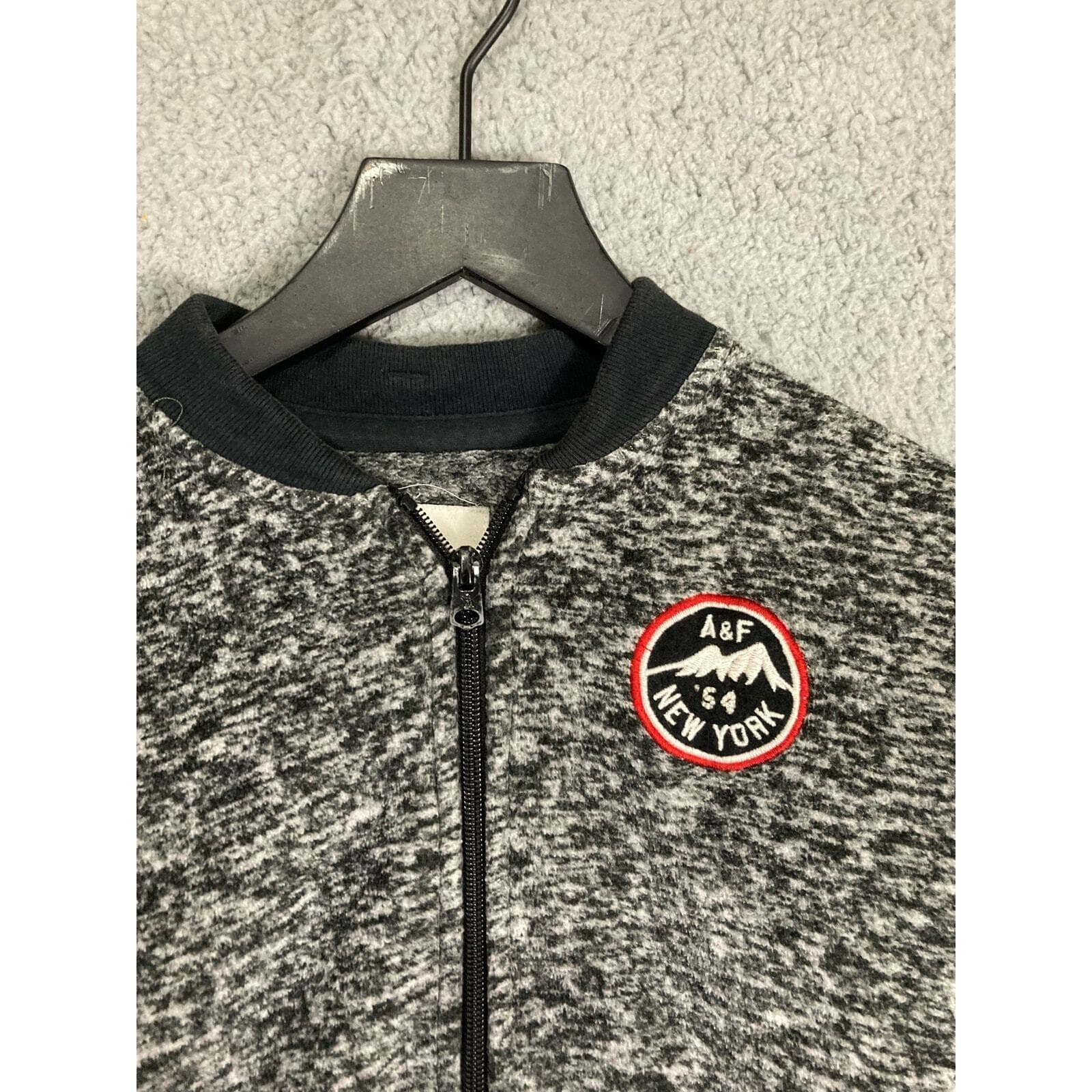 Abercrombie Kids Bomber Jacket 11/12 Gray Marled Knit A&F Girls Boys - Thumbnail 5
