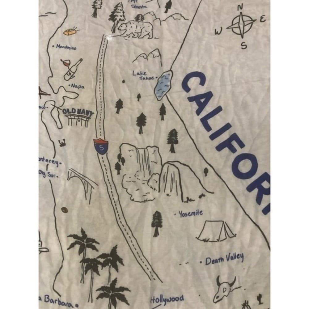 Old Navy California Map Wall Art Hanging Lightweight Decor Blue White State - Thumbnail 10