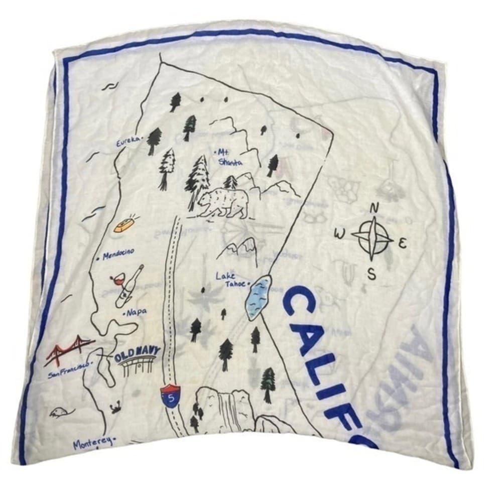 Old Navy California Map Wall Art Hanging Lightweight Decor Blue White State - Thumbnail 3
