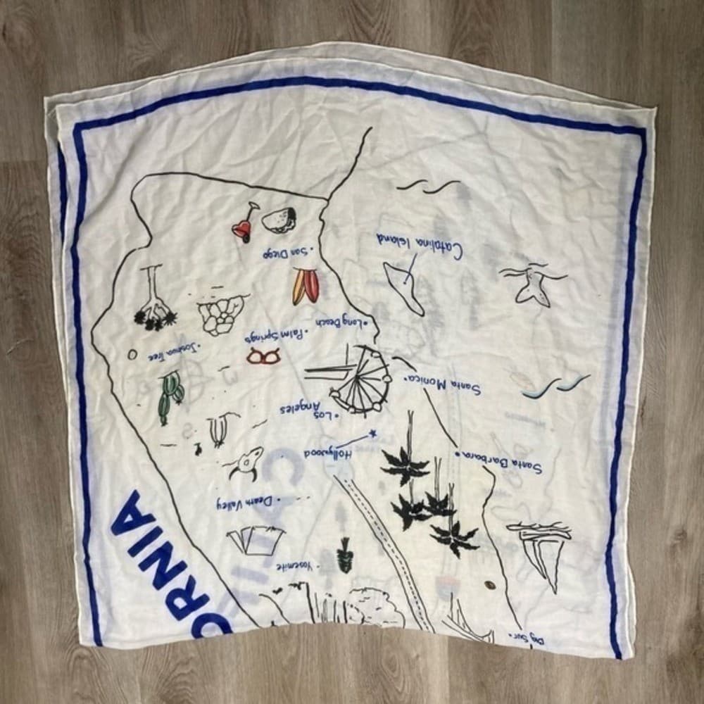 Old Navy California Map Wall Art Hanging Lightweight Decor Blue White State - Thumbnail 5