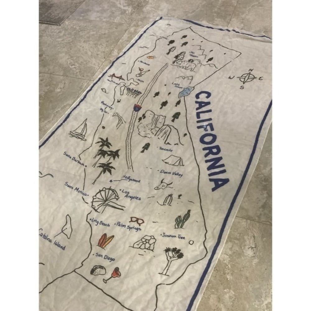 Old Navy California Map Wall Art Hanging Lightweight Decor Blue White State - Thumbnail 9
