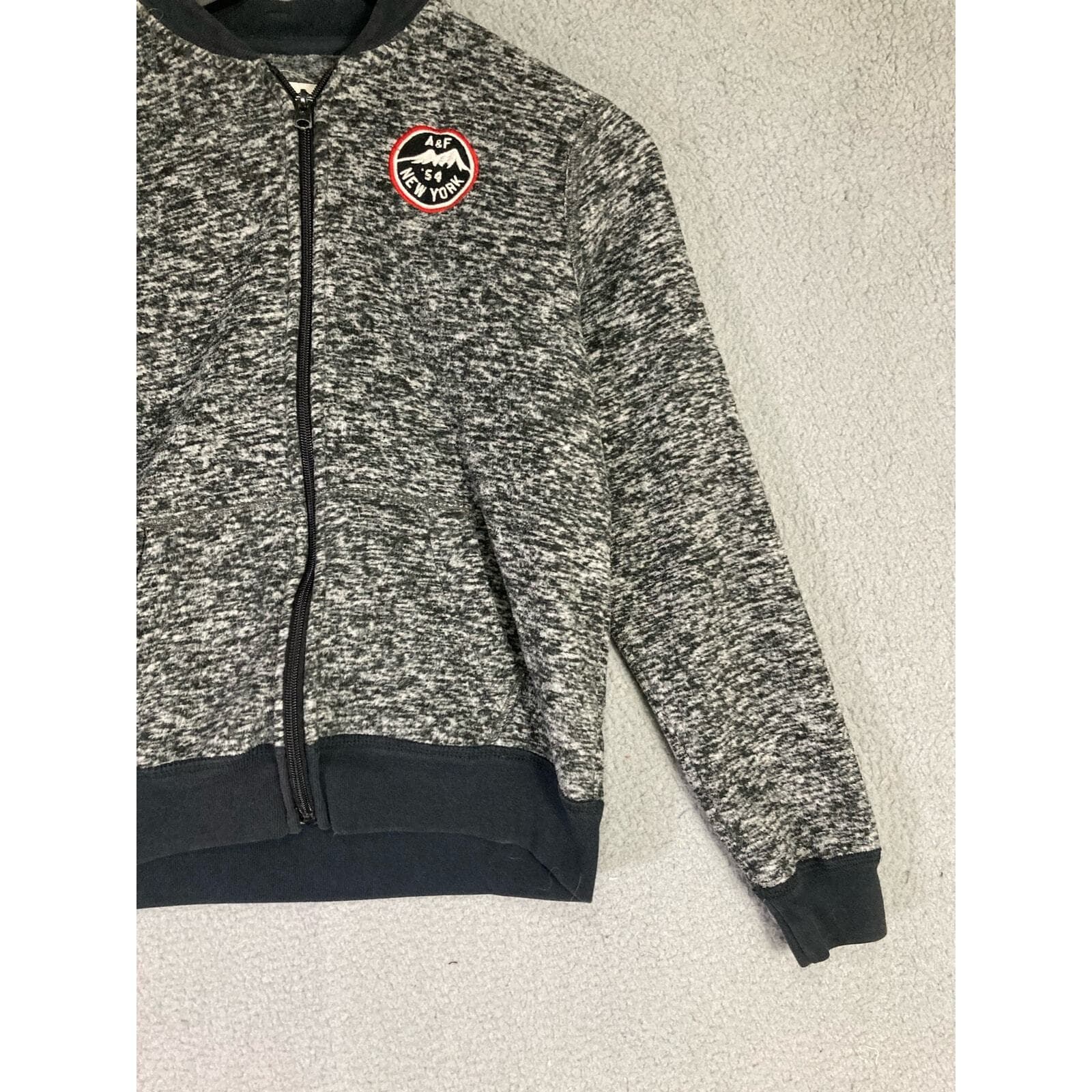 Abercrombie Kids Bomber Jacket 11/12 Gray Marled Knit A&F Girls Boys - Thumbnail 7