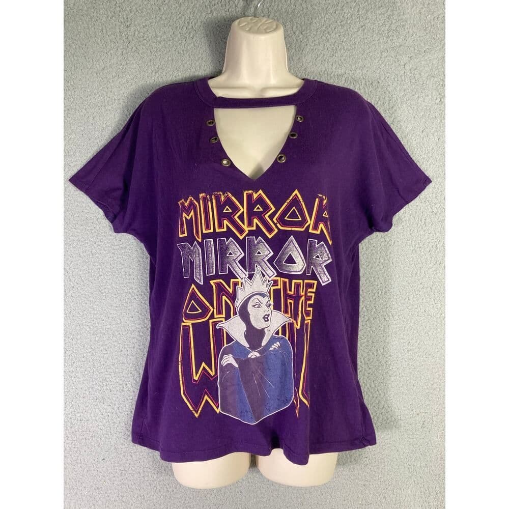 Disney Boutique Women's Evil Queen T-Shirt Purple Lattice Cutout Lace-Up Size L - Thumbnail 4