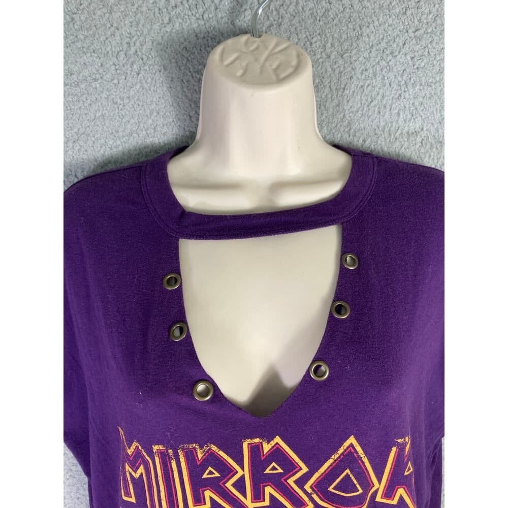 Disney Boutique Women's Evil Queen T-Shirt Purple Lattice Cutout Lace-Up Size L - Thumbnail 6