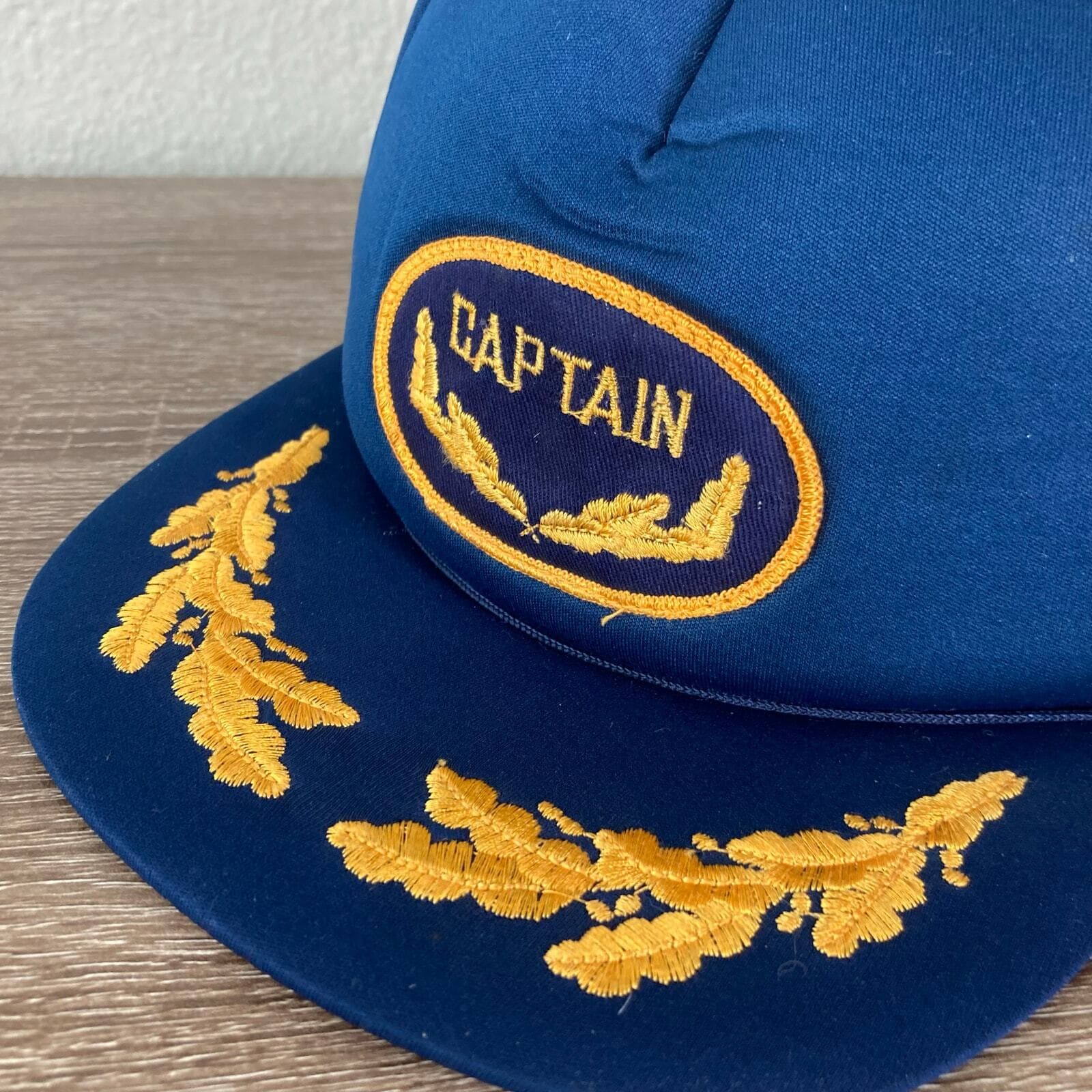 Vintage Blue Captain Snapback Hat Unisex Adjustable Nautical 80s Style - Thumbnail 9