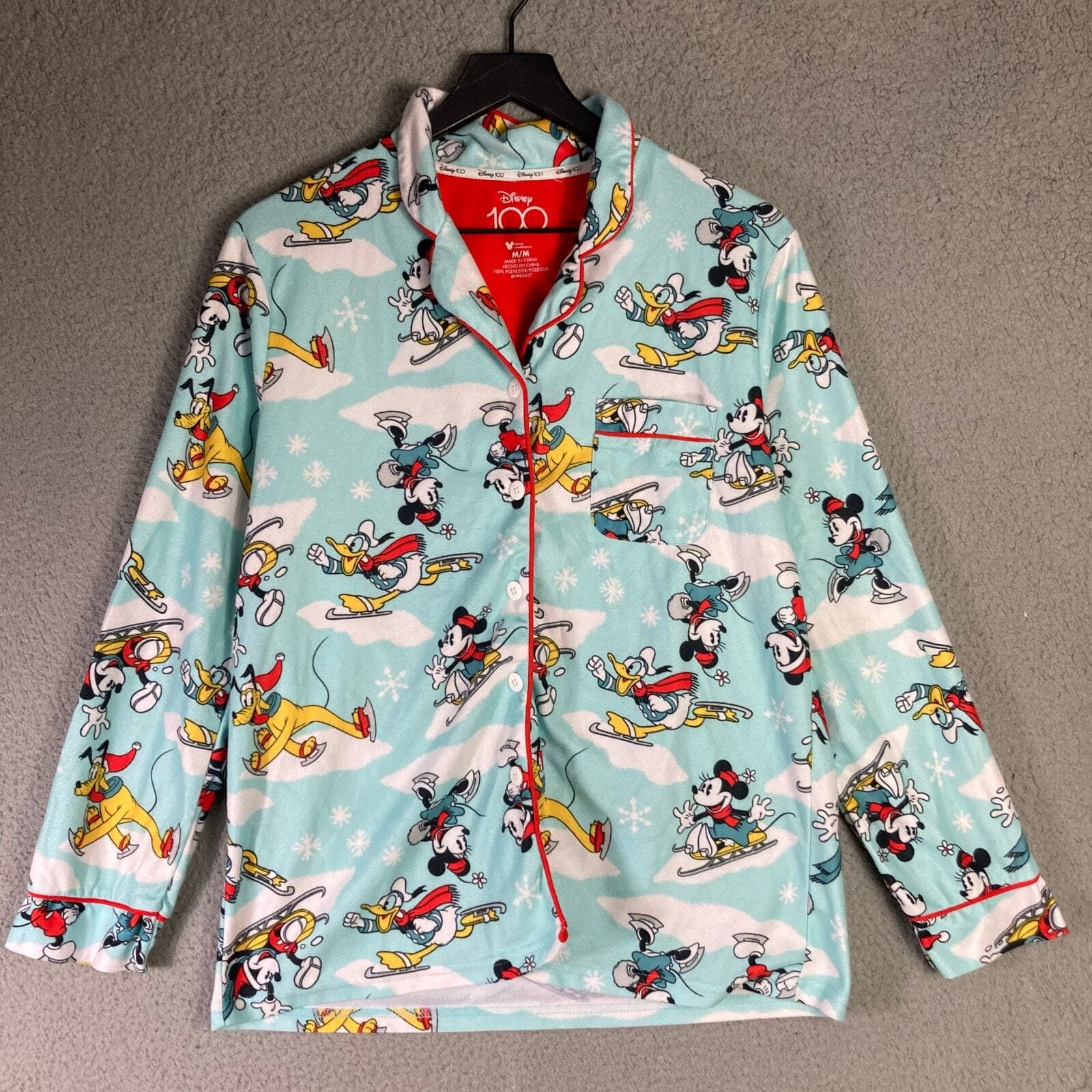 Disney 100th Anniversary Mickey Mouse Pajama Top Blue Size Medium M Winter - Thumbnail 7