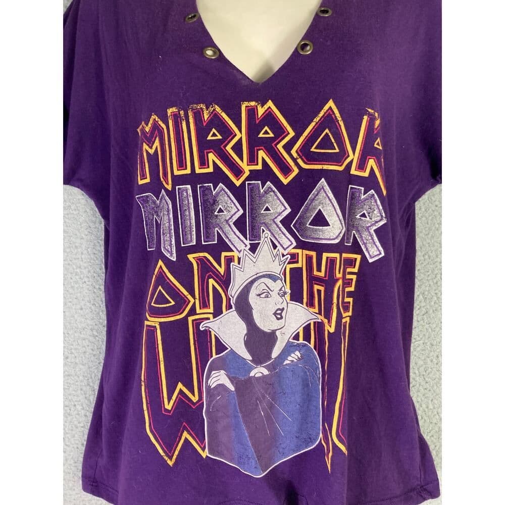 Disney Boutique Women's Evil Queen T-Shirt Purple Lattice Cutout Lace-Up Size L - Thumbnail 5