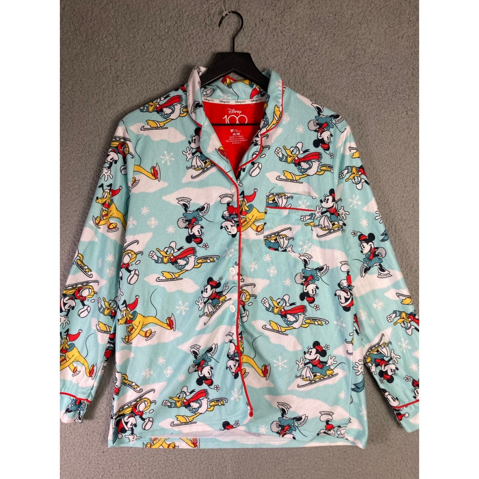 Disney 100th Anniversary Mickey Mouse Pajama Top Blue Size Medium M Winter - Thumbnail 2
