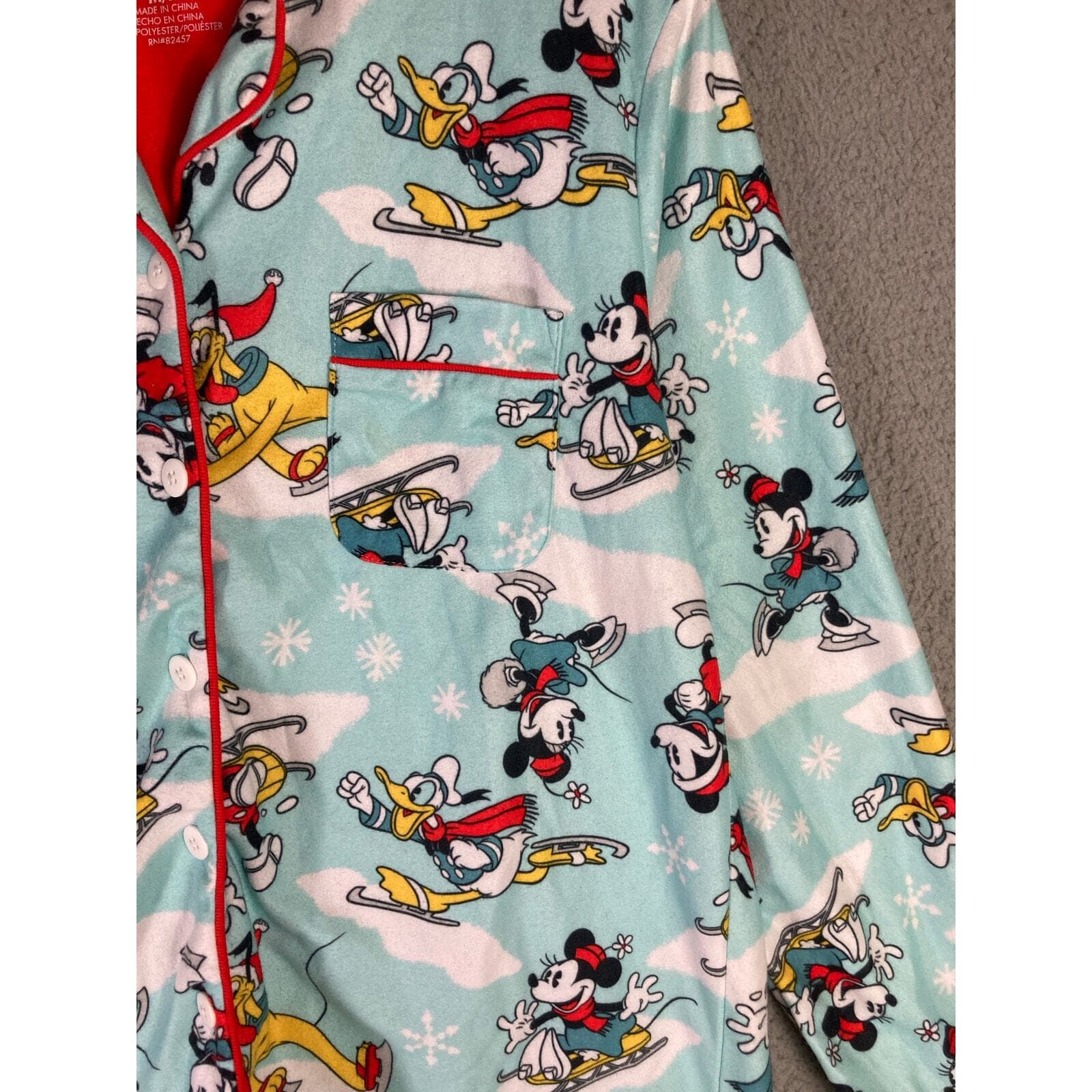 Disney 100th Anniversary Mickey Mouse Pajama Top Blue Size Medium M Winter - Thumbnail 4