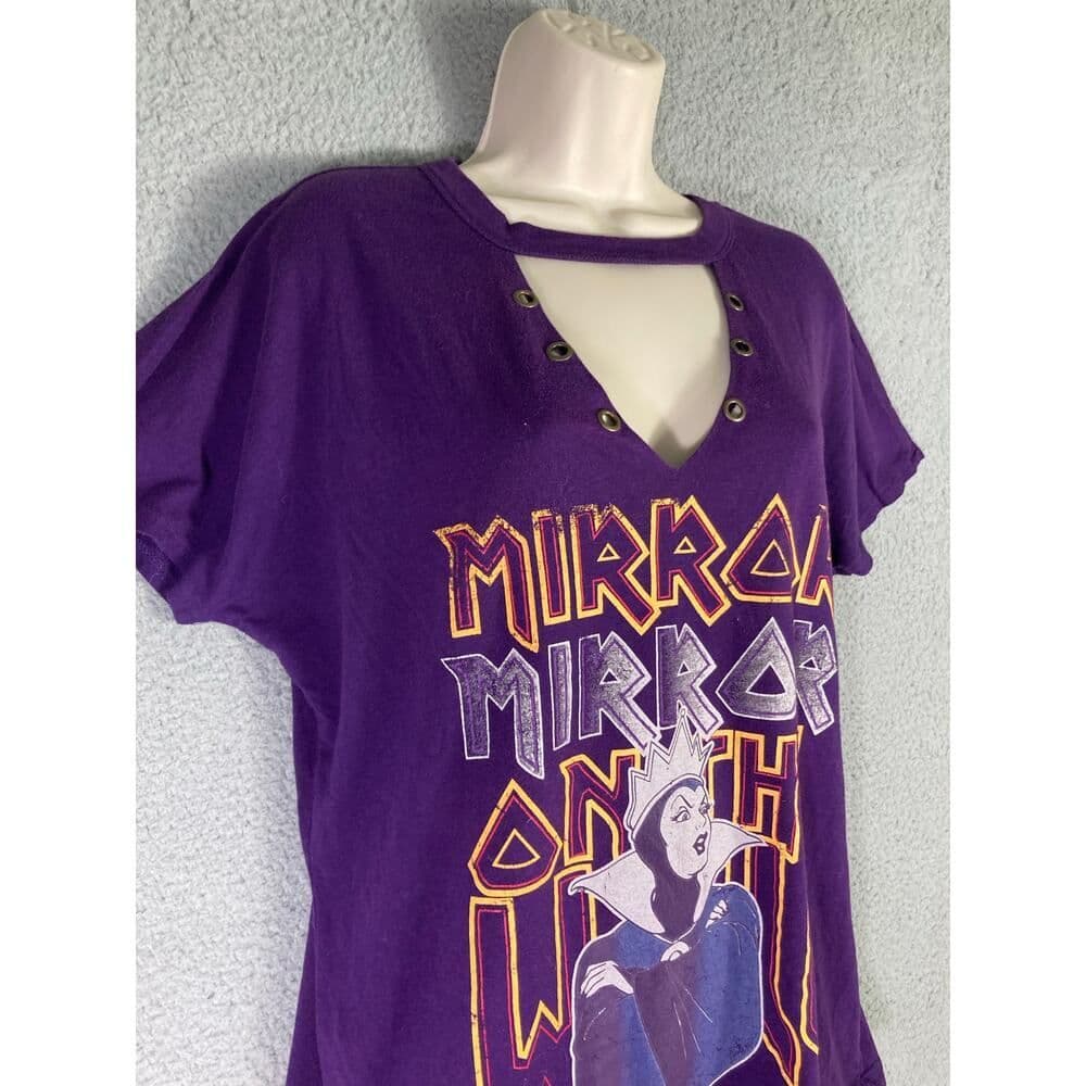 Disney Boutique Women's Evil Queen T-Shirt Purple Lattice Cutout Lace-Up Size L - Thumbnail 7