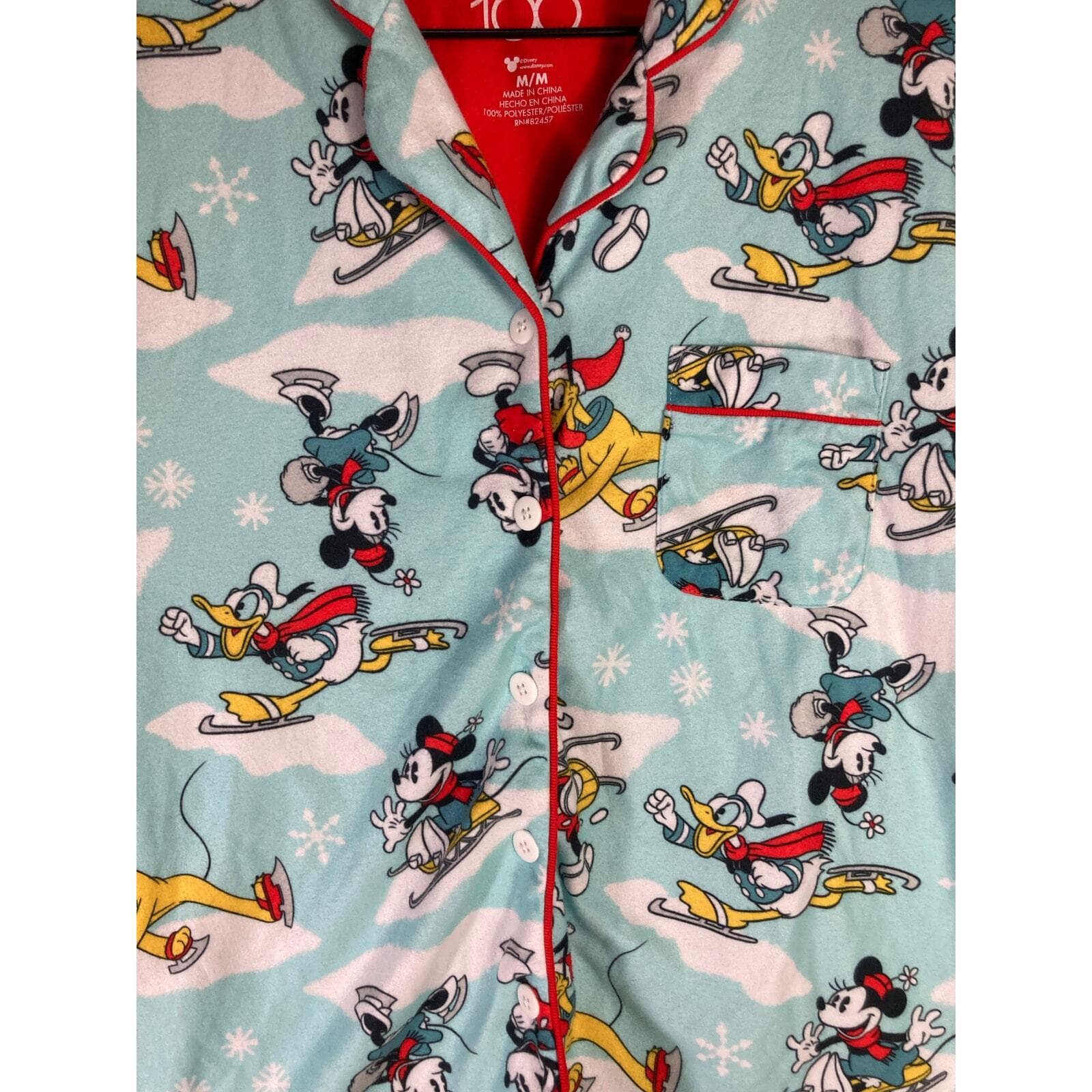 Disney 100th Anniversary Mickey Mouse Pajama Top Blue Size Medium M Winter - Thumbnail 3