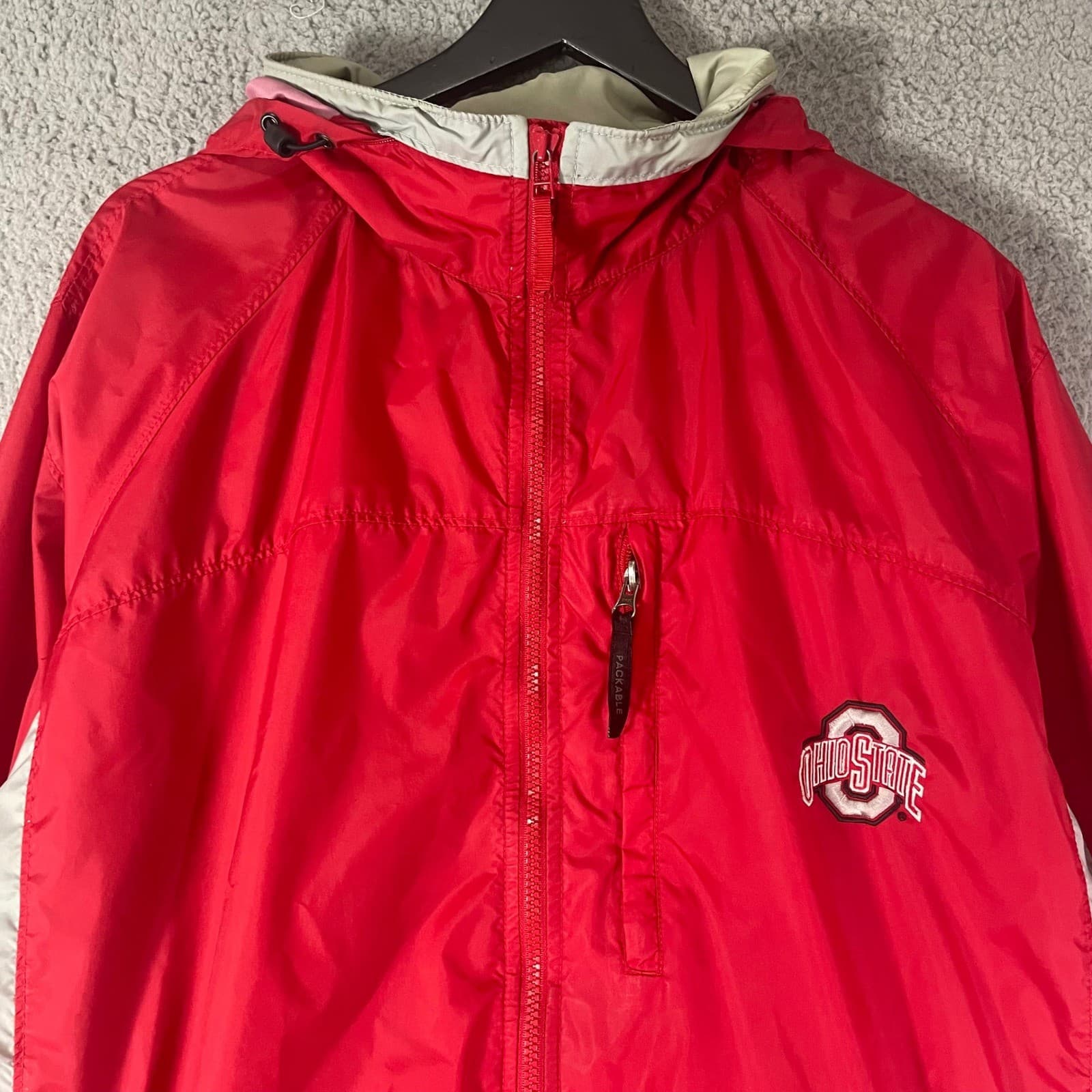 Columbia Ohio State Buckeyes Windbreaker Jacket Red Hooded Mens XL NCAA Full Zip - Thumbnail 9