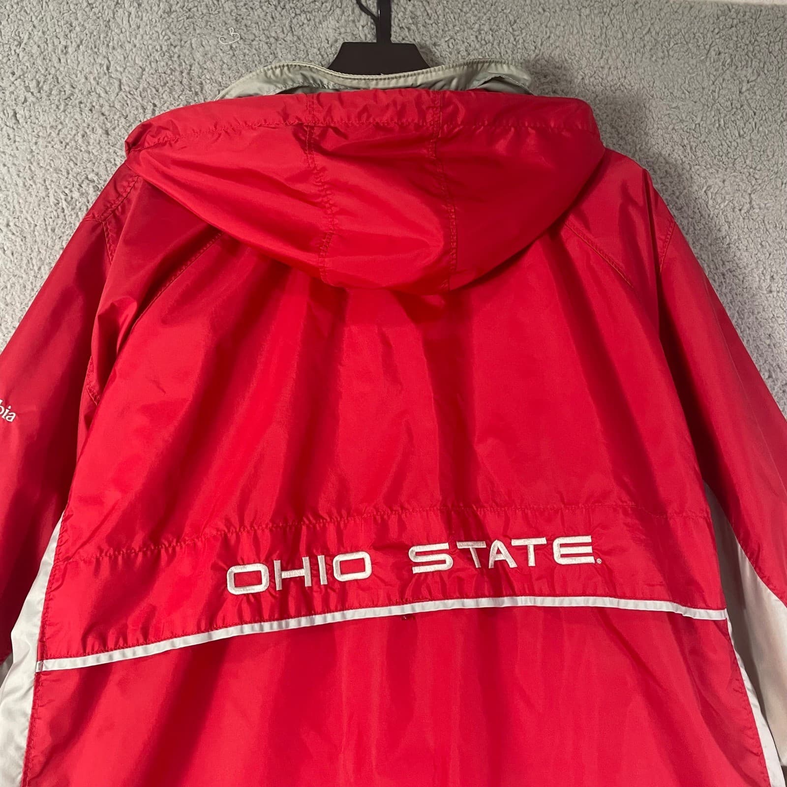 Columbia Ohio State Buckeyes Windbreaker Jacket Red Hooded Mens XL NCAA Full Zip - Thumbnail 12