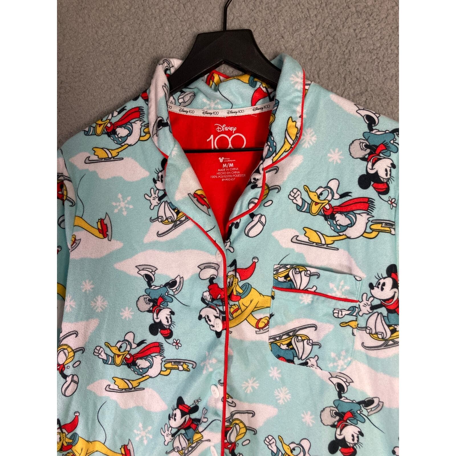 Disney 100th Anniversary Mickey Mouse Pajama Top Blue Size Medium M Winter - Thumbnail 5
