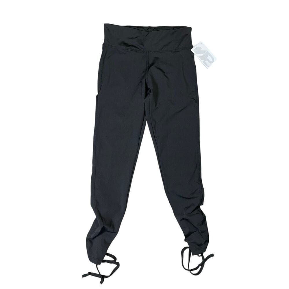 Women's Black Jogger Pants Stretch Drawstring Waistband Ankle Cuff Athletic S - Thumbnail 2