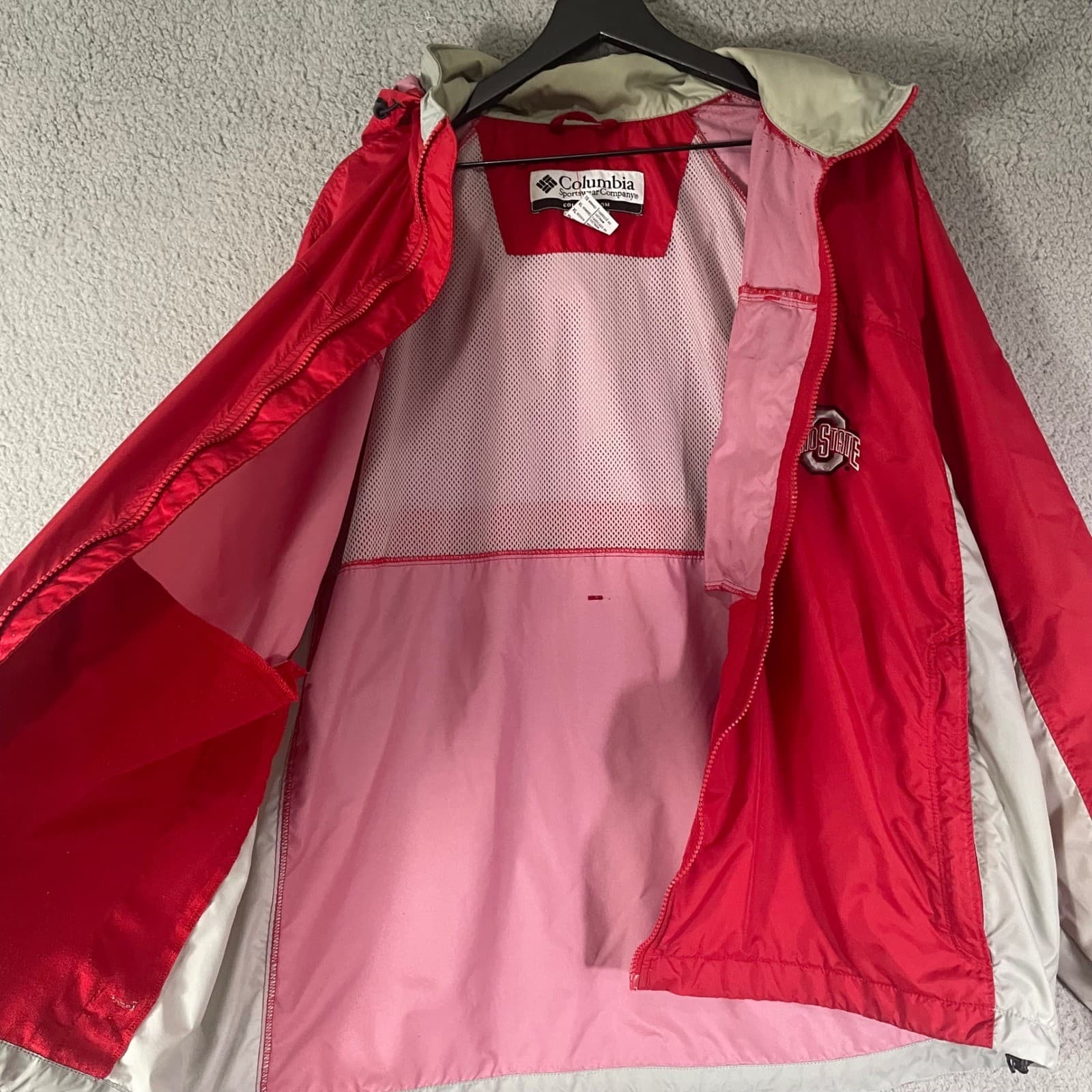 Columbia Ohio State Buckeyes Windbreaker Jacket Red Hooded Mens XL NCAA Full Zip - Thumbnail 7
